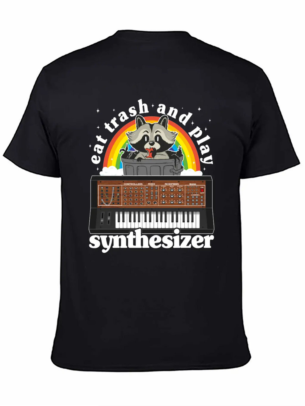 Eat Trash And Play Synthesizer Funny Synths Racoon Unisex Casual T-Shirt – Clean Design For Daily Comfort