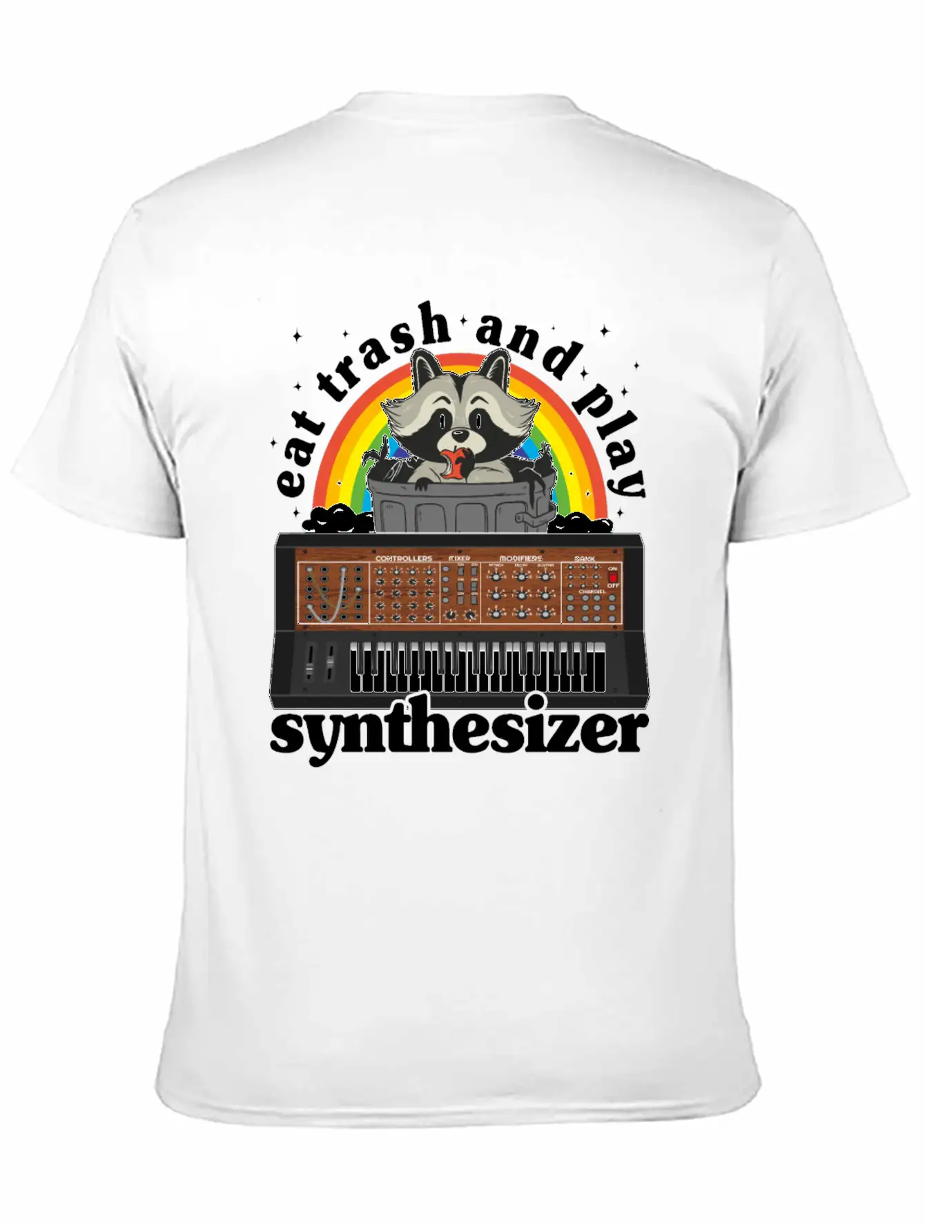 Eat Trash And Play Synthesizer Funny Synths Racoon Unisex Casual T-Shirt – Clean Design For Daily Comfort