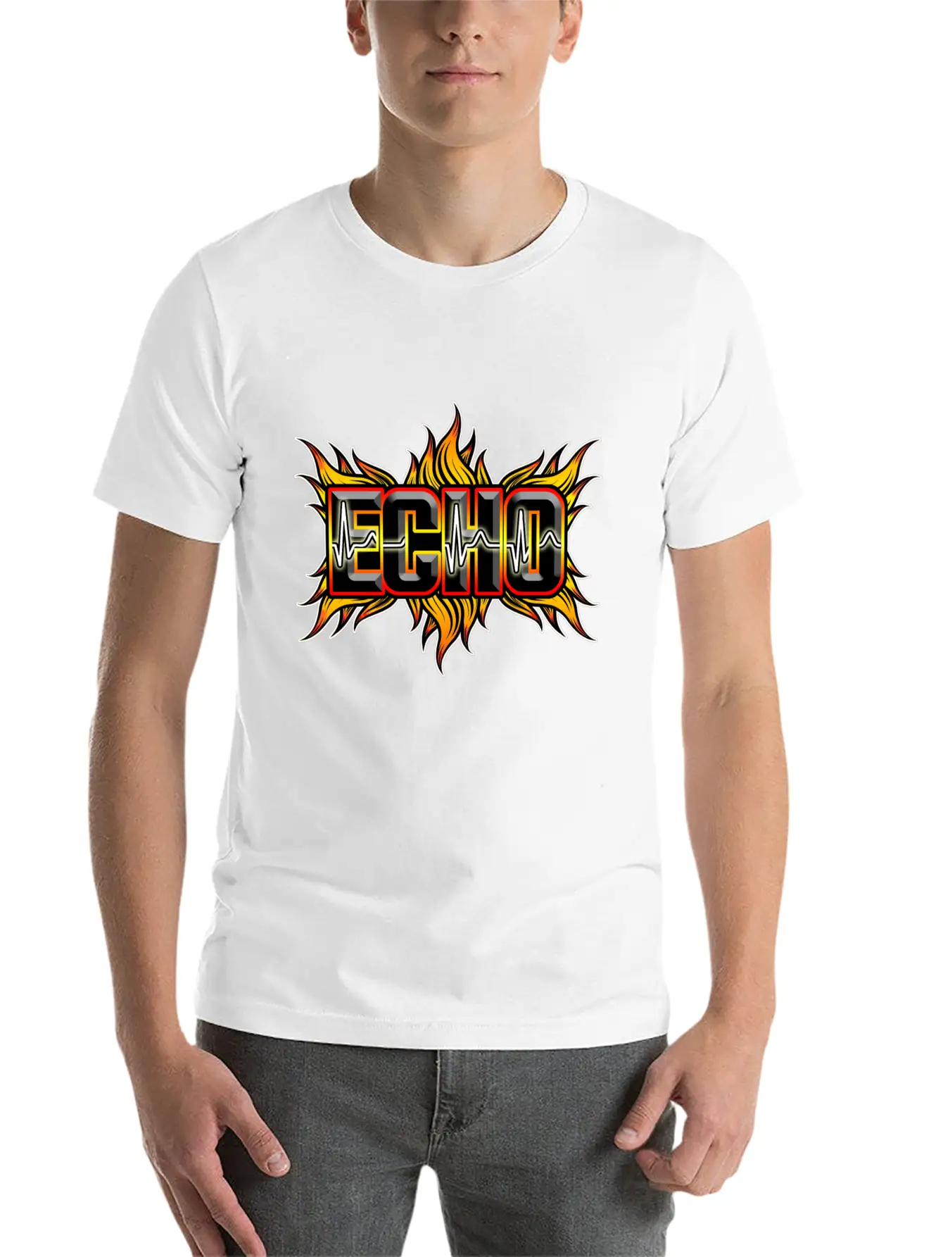Echo With Red And Yellow Fire Breathable Soft Cotton T-Shirt – Timeless Casual Look