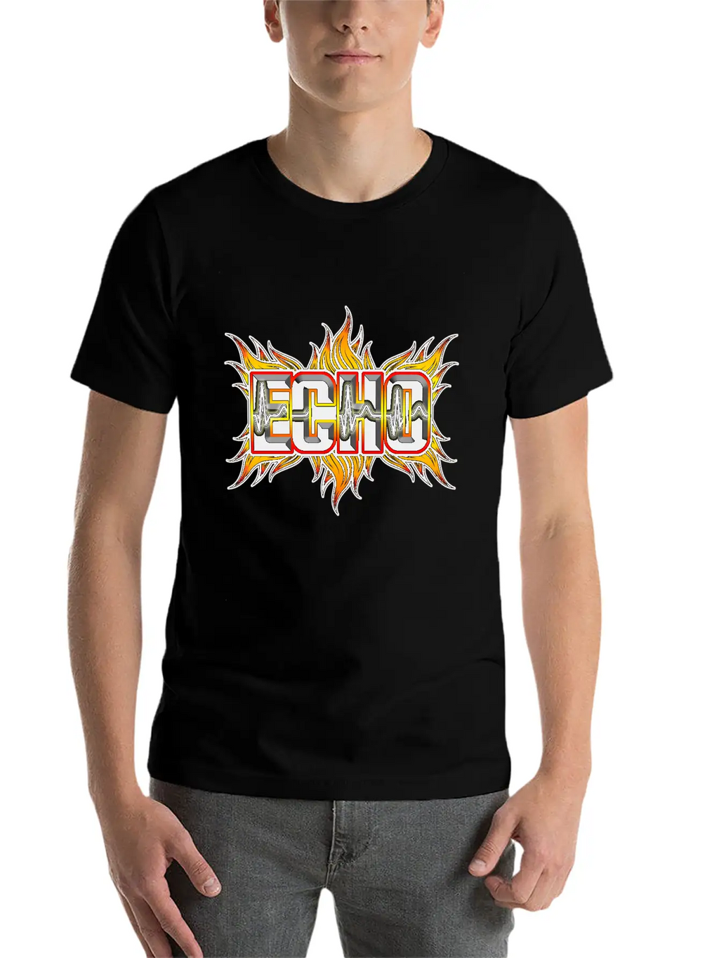 Echo With Red And Yellow Fire Breathable Soft Cotton T-Shirt – Timeless Casual Look