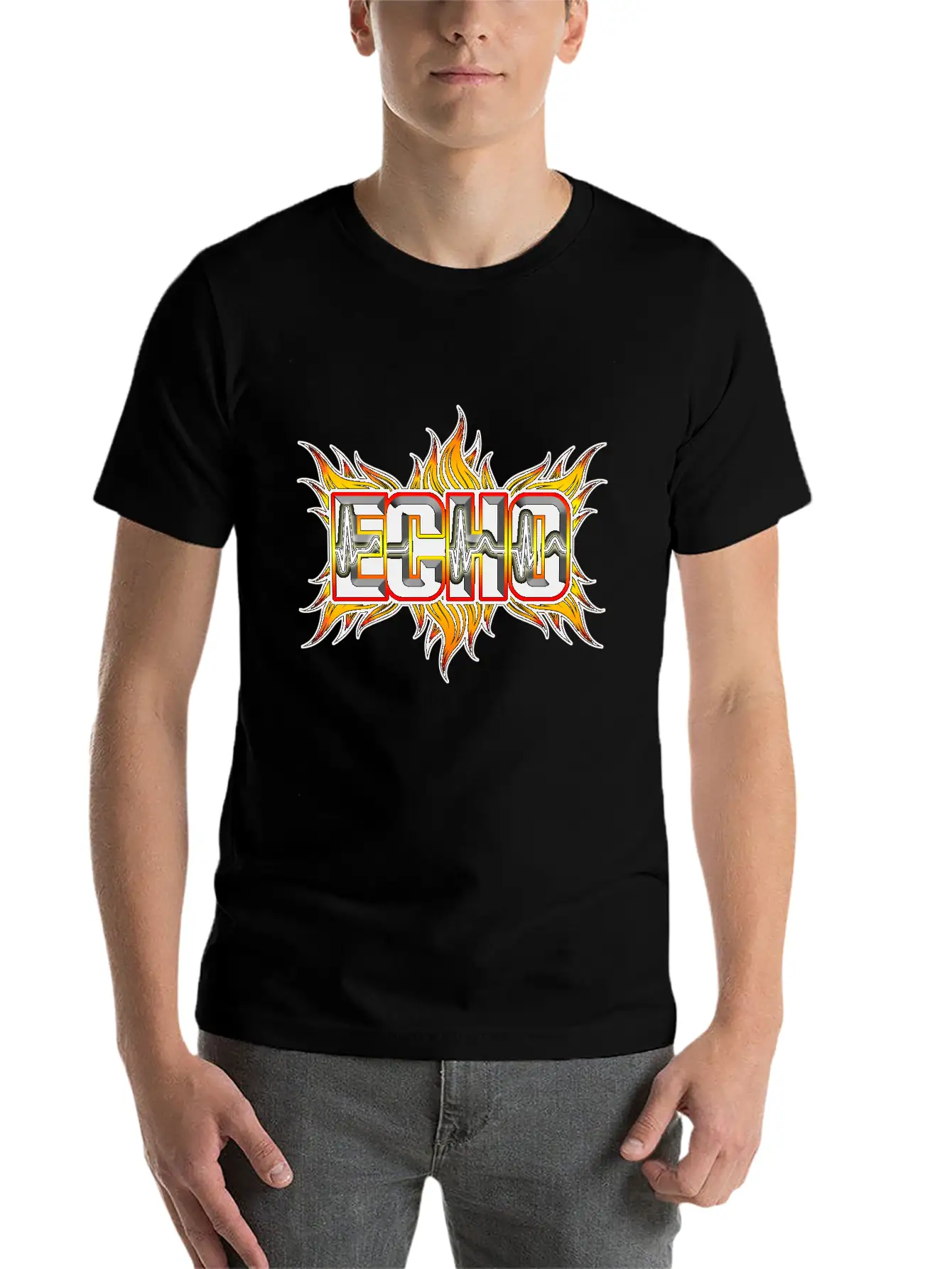 Echo With Red And Yellow Fire Breathable Soft Cotton T-Shirt – Timeless Casual Look
