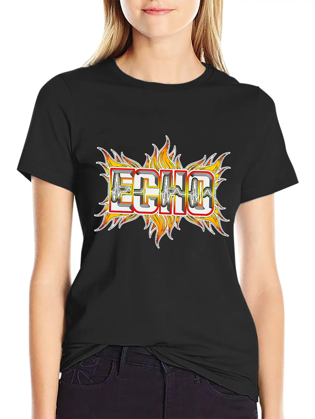 Echo With Red And Yellow Fire Breathable Soft Cotton T-Shirt – Timeless Casual Look