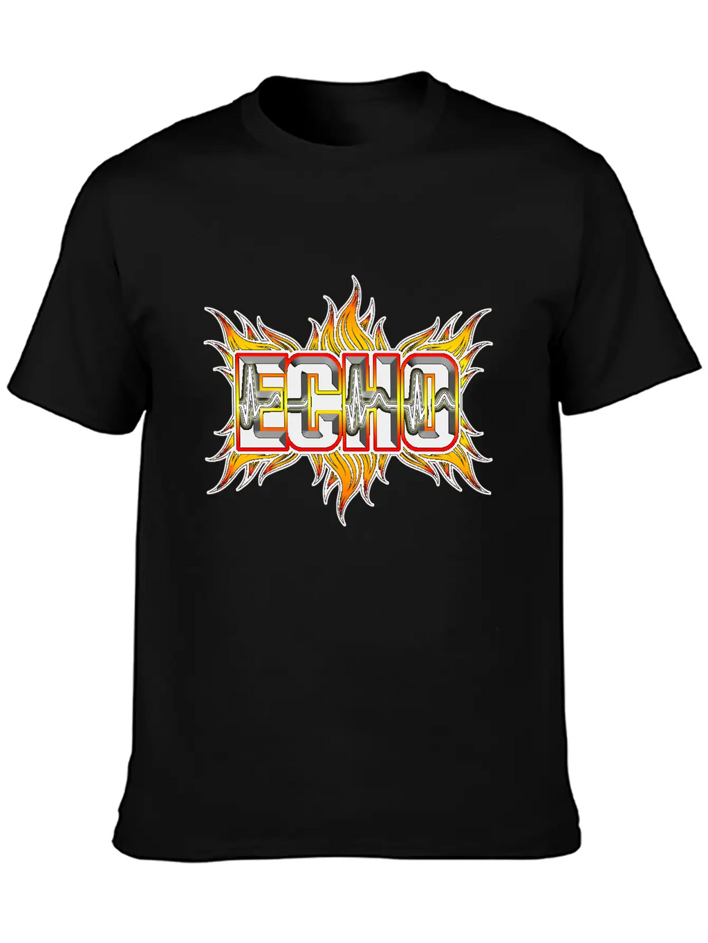 Echo With Red And Yellow Fire Breathable Soft Cotton T-Shirt – Timeless Casual Look