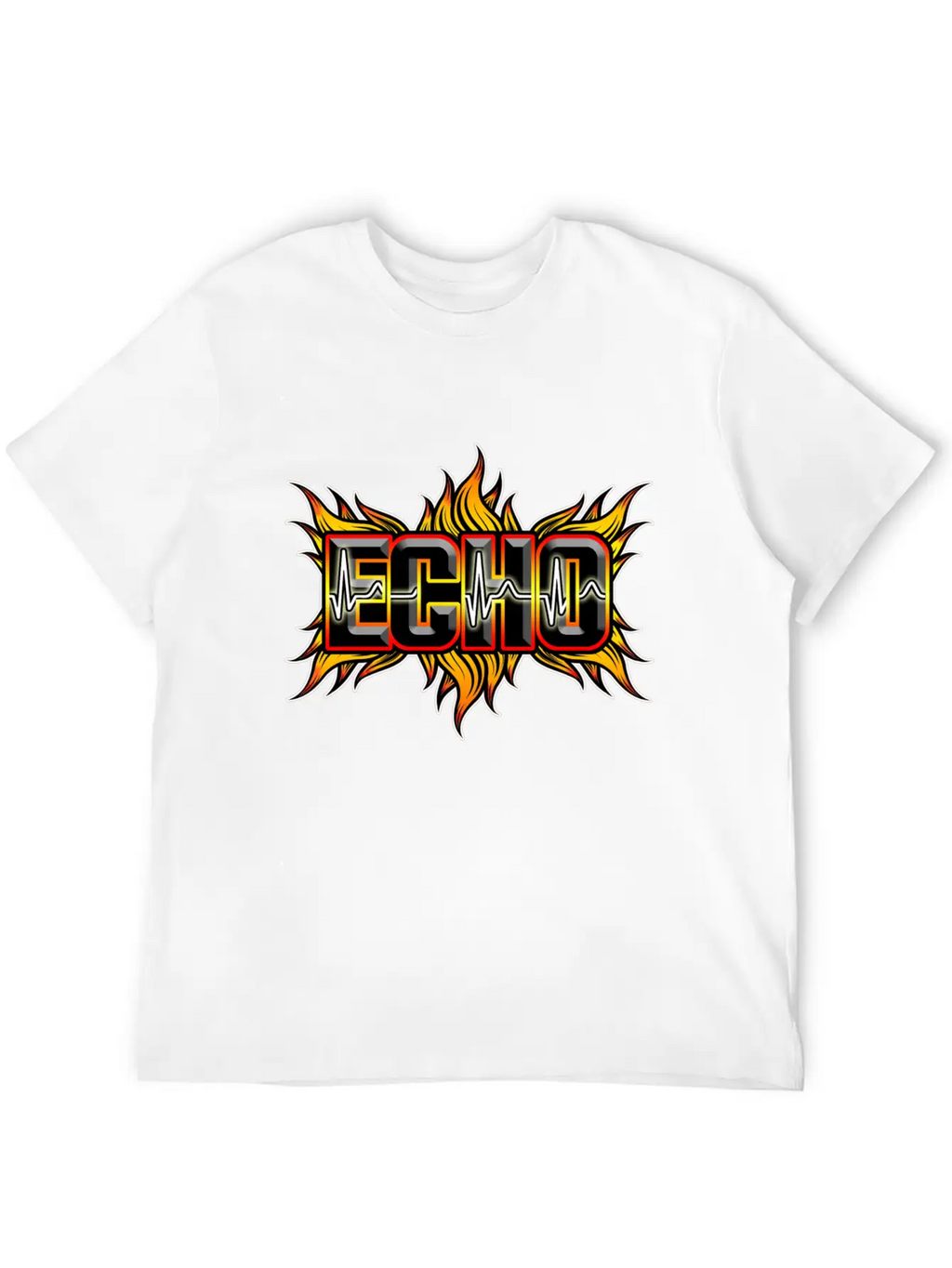 Echo With Red And Yellow Fire Breathable Soft Cotton T-Shirt – Timeless Casual Look