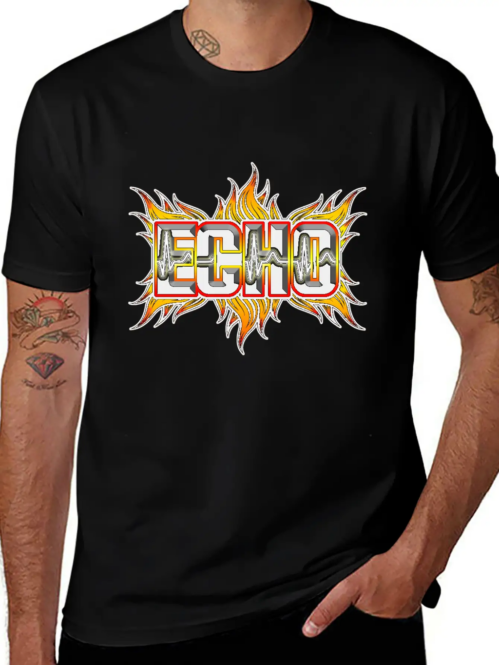 Echo With Red And Yellow Fire Unisex Casual T-Shirt – Clean Design For Daily Comfort