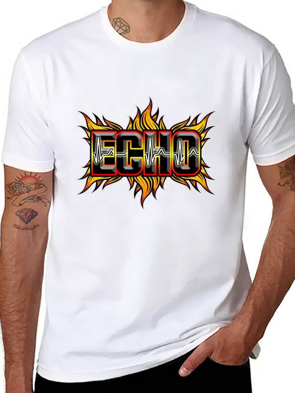 Echo With Red And Yellow Fire Unisex Casual T-Shirt – Clean Design For Daily Comfort