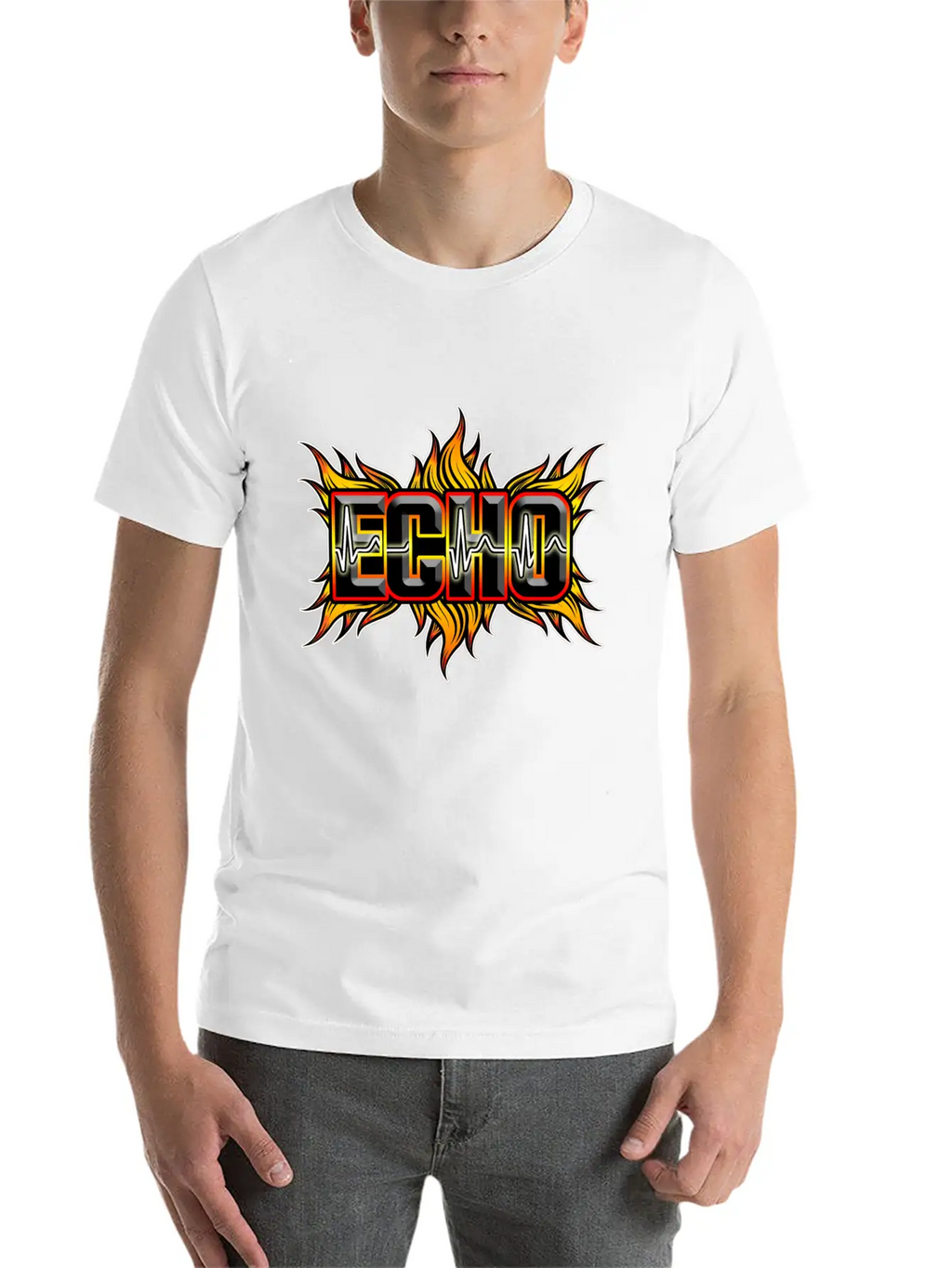 Echo With Red And Yellow Fire Unisex Casual T-Shirt – Clean Design For Daily Comfort