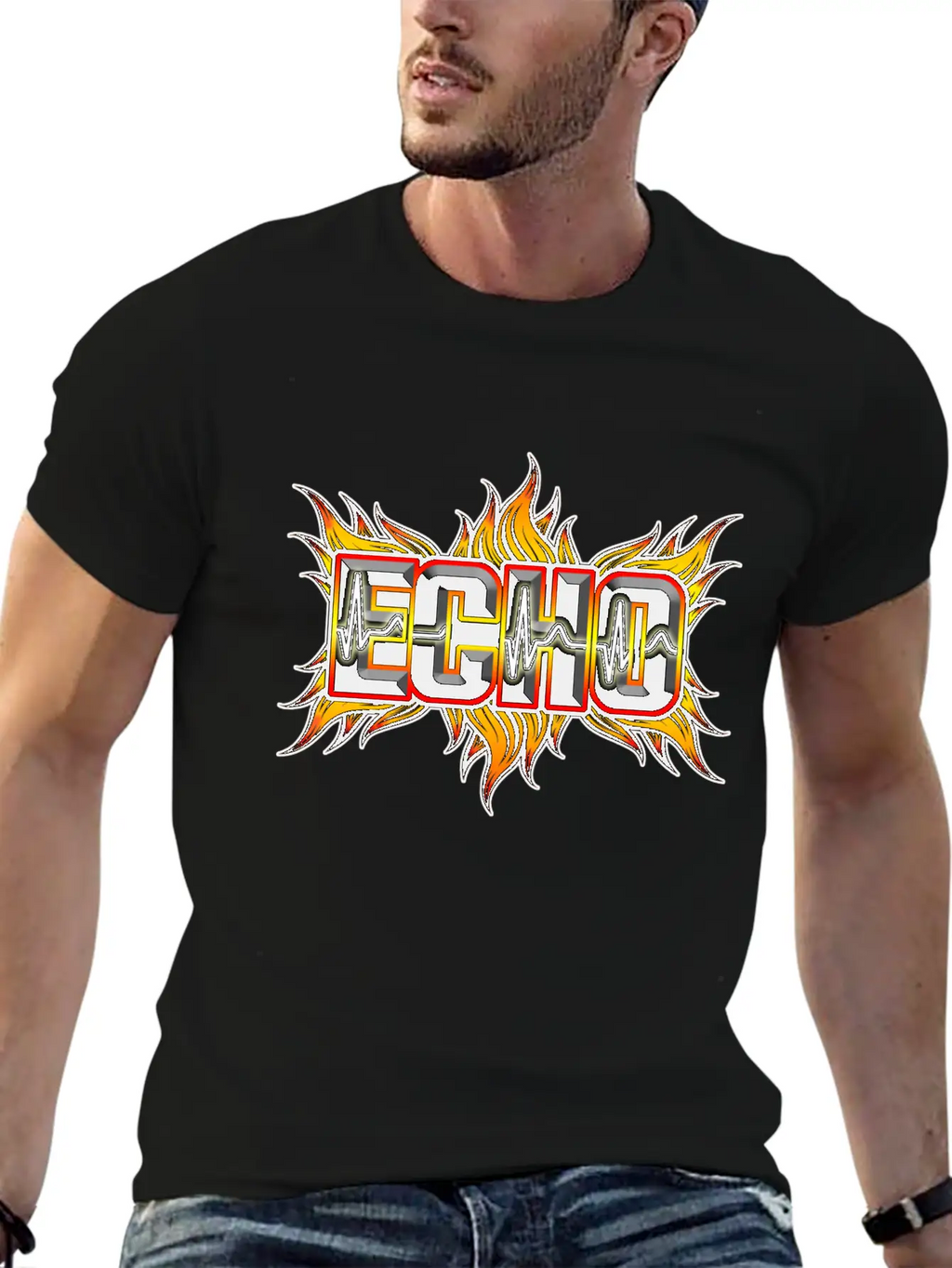 Echo With Red And Yellow Fire Unisex Casual T-Shirt – Clean Design For Daily Comfort