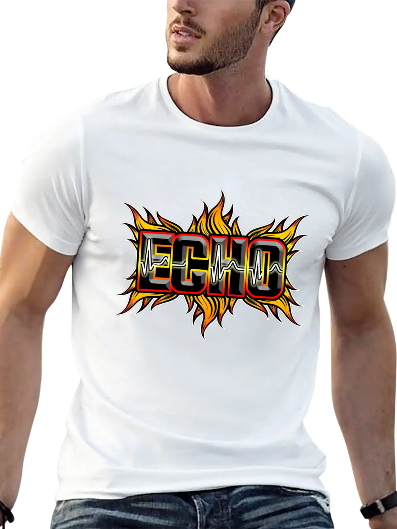 Echo With Red And Yellow Fire Unisex Casual T-Shirt – Clean Design For Daily Comfort