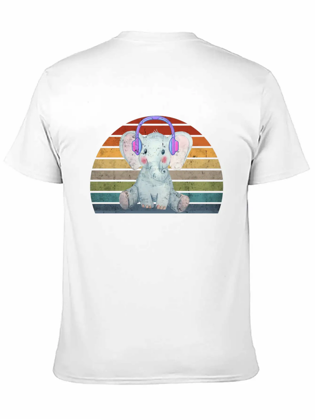 EDM Electronic Dance Music Retro Sunset Elephant H Unisex Short Sleeve Soft Cotton T-Shirt – Casual Everyday Wear