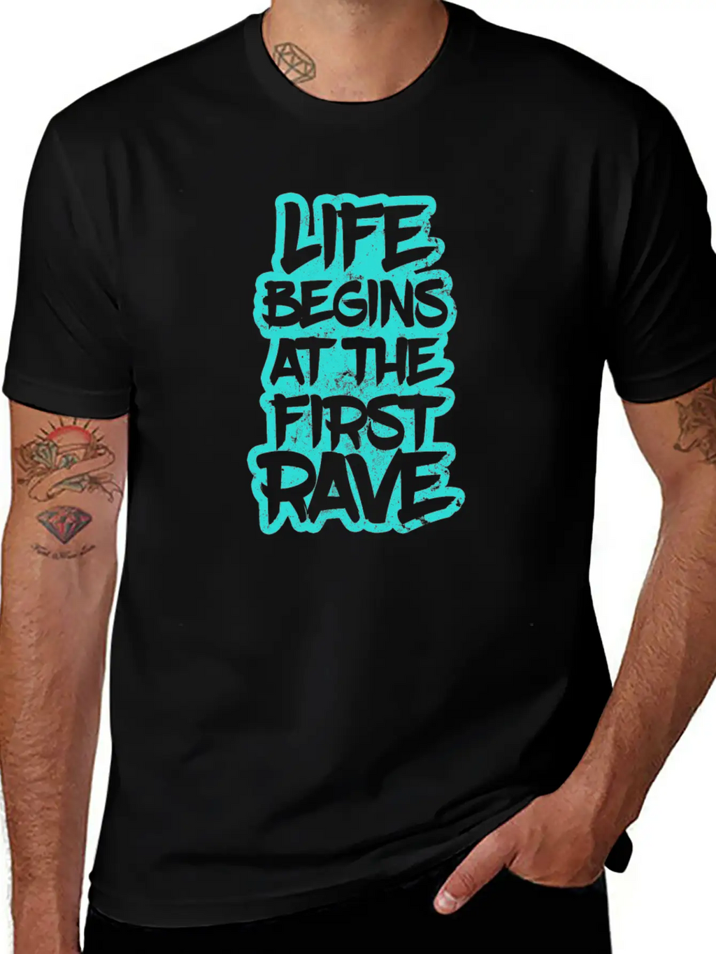 Edm Rave Life Begins At The First Rave Gift Unisex Short Sleeve Soft Cotton T-Shirt – Casual Everyday Wear