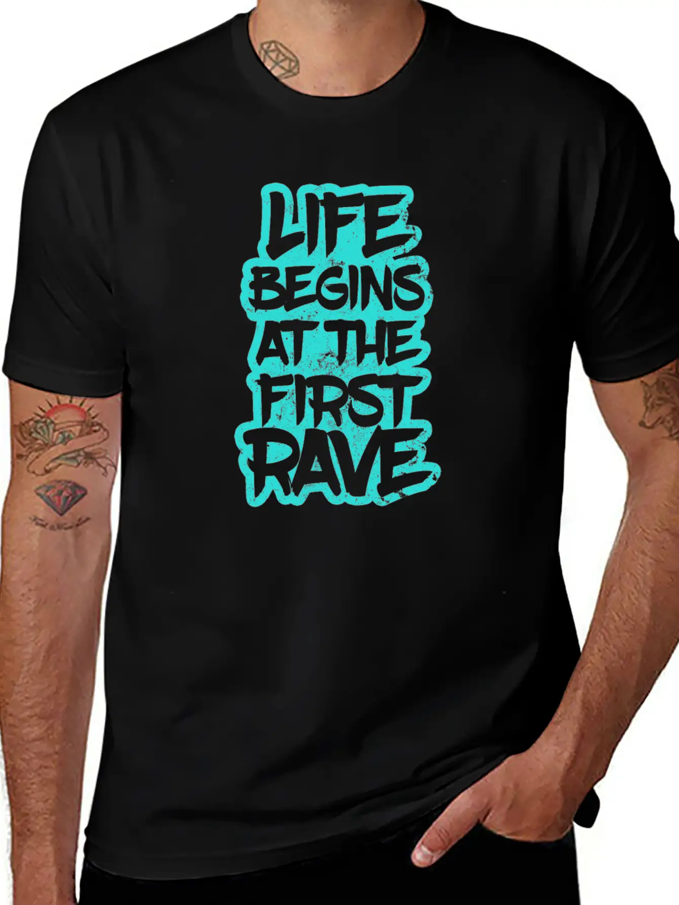 Edm Rave Life Begins At The First Rave Gift Unisex Short Sleeve Soft Cotton T-Shirt – Casual Everyday Wear