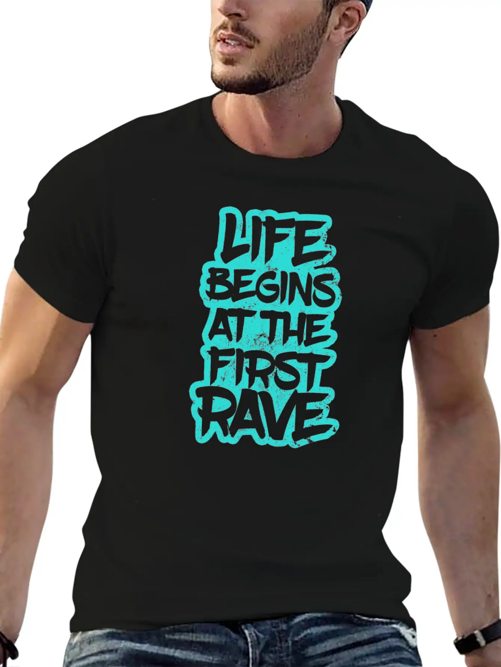 Edm Rave Life Begins At The First Rave Gift Unisex Short Sleeve Soft Cotton T-Shirt – Casual Everyday Wear