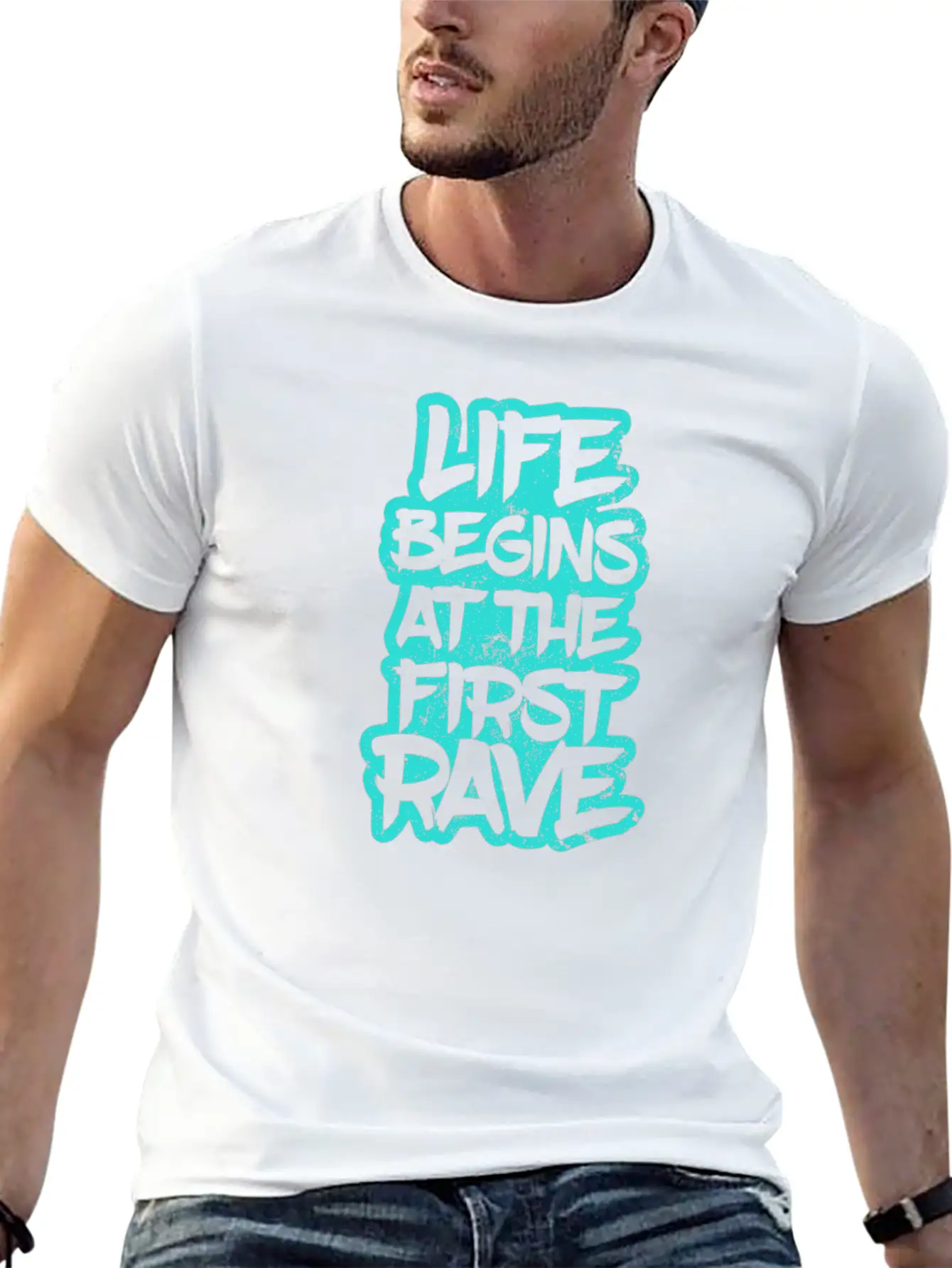 Edm Rave Life Begins At The First Rave Gift Unisex Short Sleeve Soft Cotton T-Shirt – Casual Everyday Wear