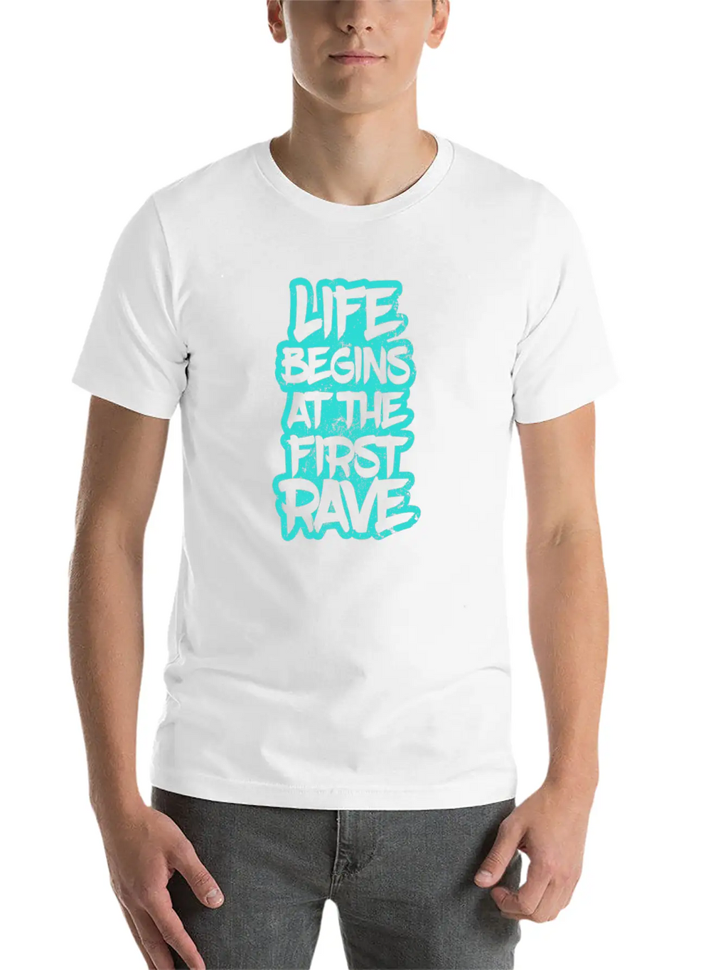 Edm Rave Life Begins At The First Rave Gift Unisex Short Sleeve Soft Cotton T-Shirt – Casual Everyday Wear