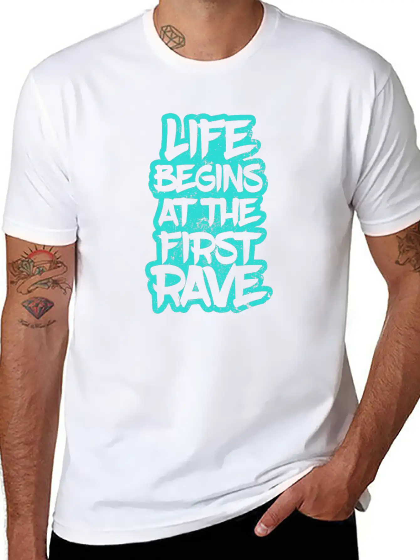 Edm Rave Life Begins At The First Rave Gift Unisex Short Sleeve Soft Cotton T-Shirt – Casual Everyday Wear