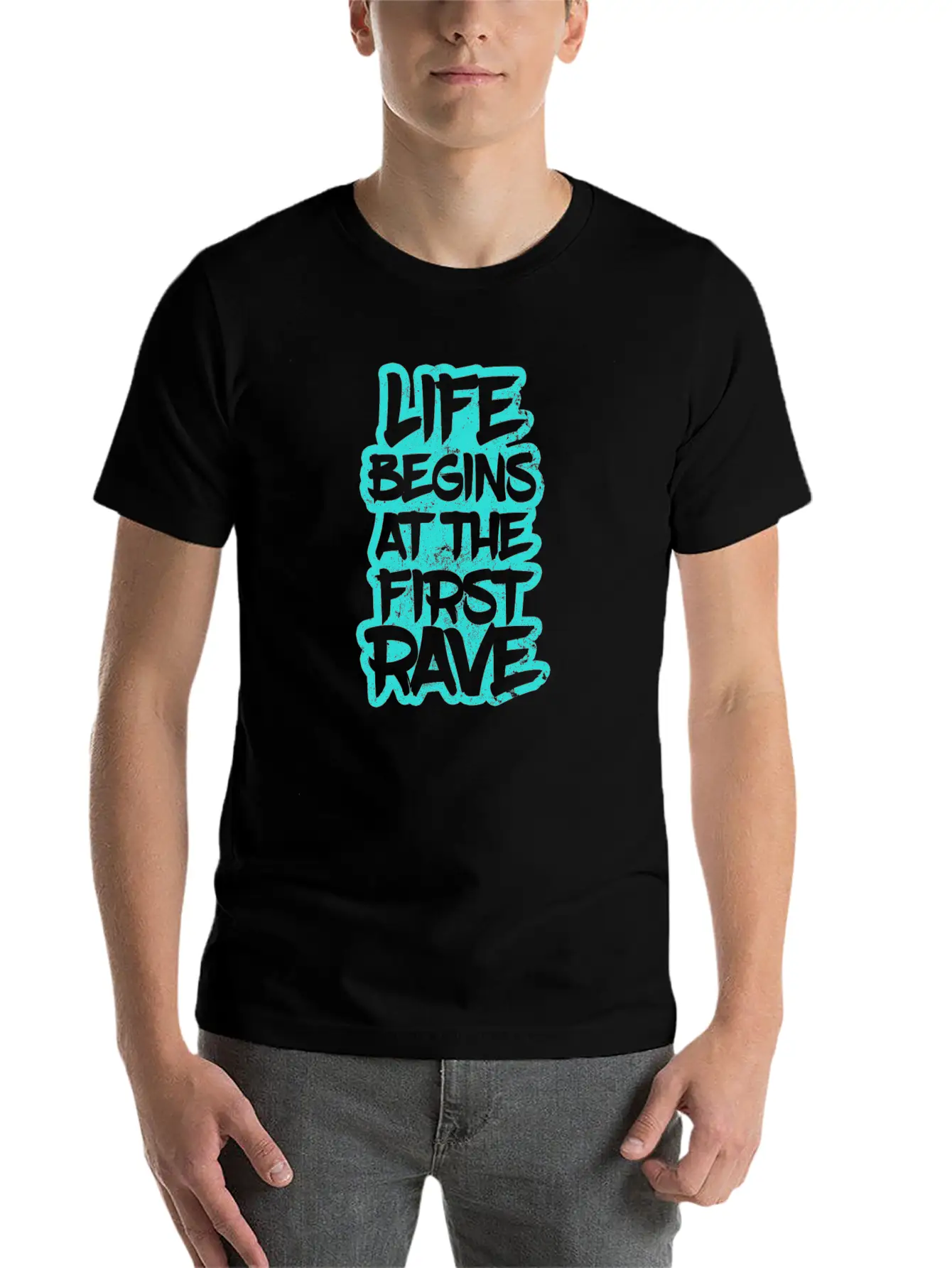 Edm Rave Life Begins At The First Rave Gift Unisex Short Sleeve Soft Cotton T-Shirt – Casual Everyday Wear