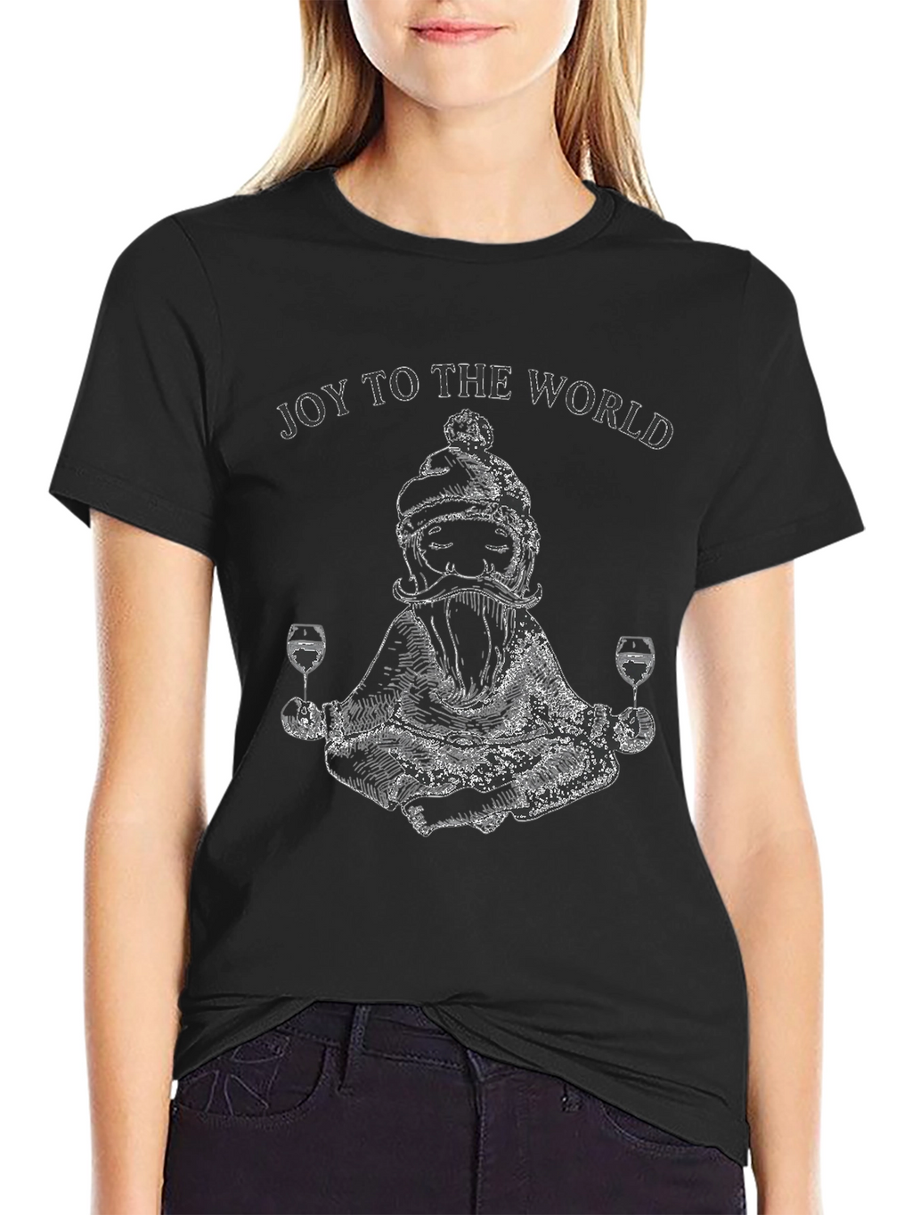 Joy To The World Santa Wine T-Shirt