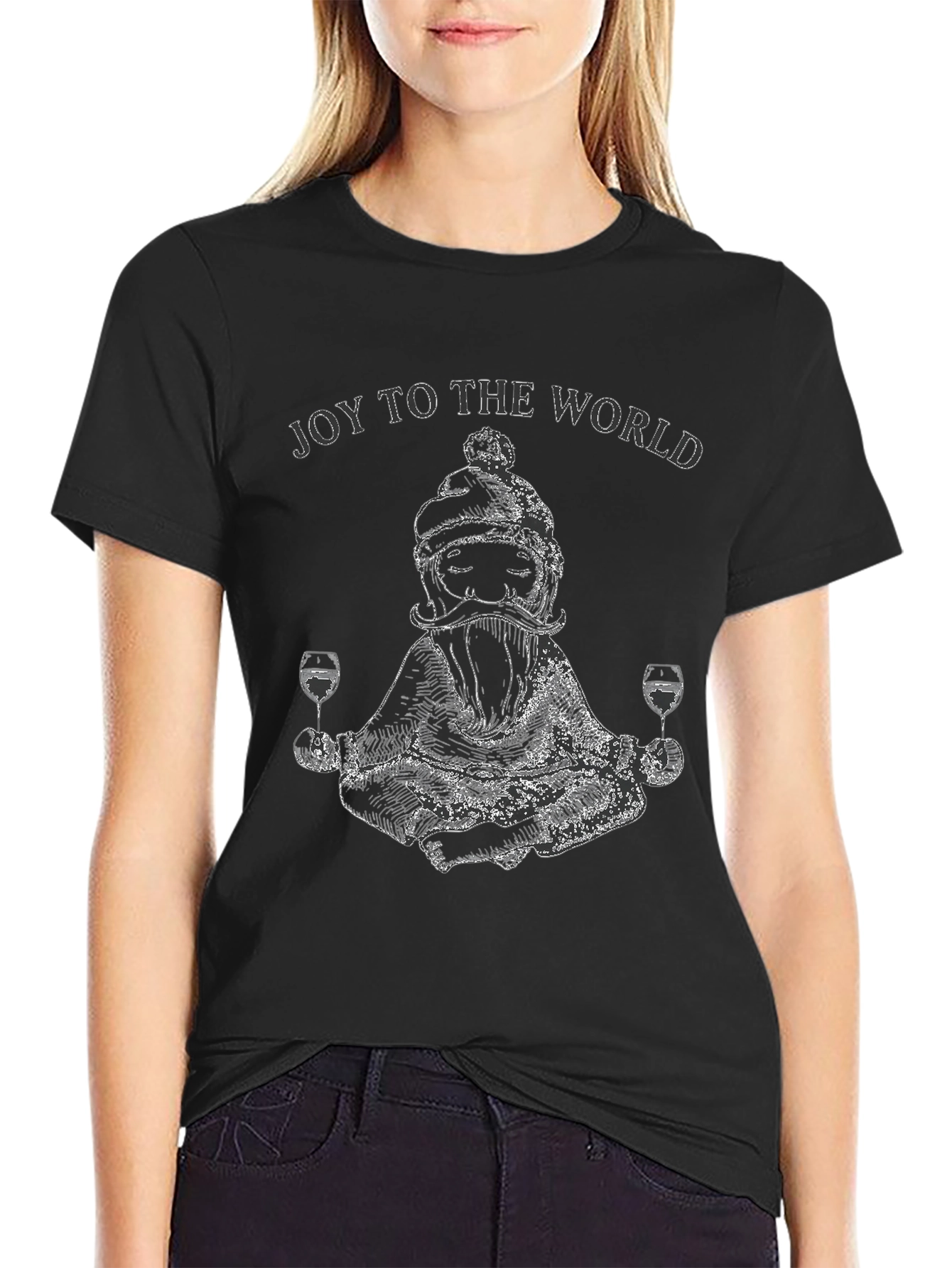 Joy To The World Santa Wine T-Shirt