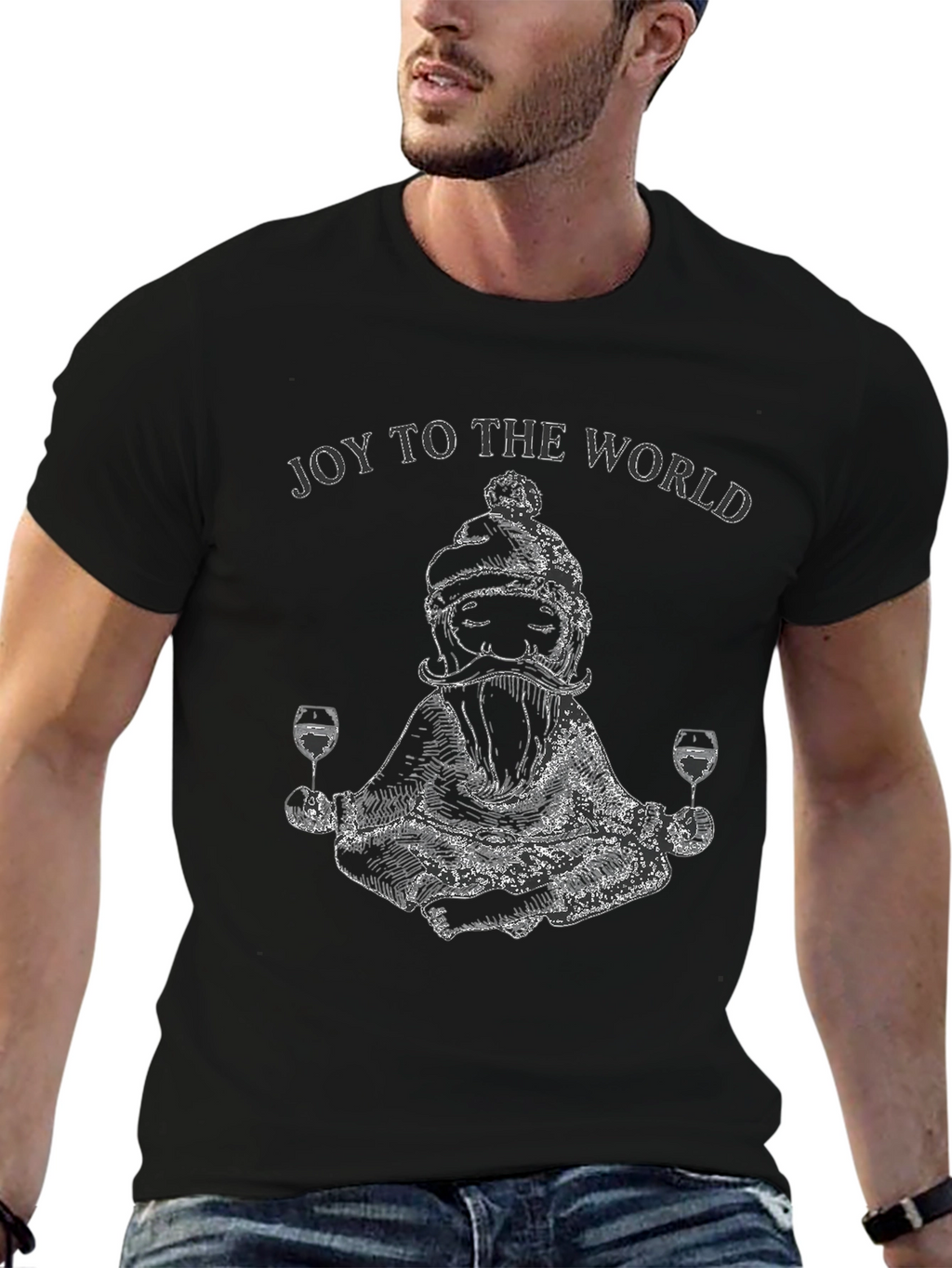 Joy To The World Santa Wine T-Shirt