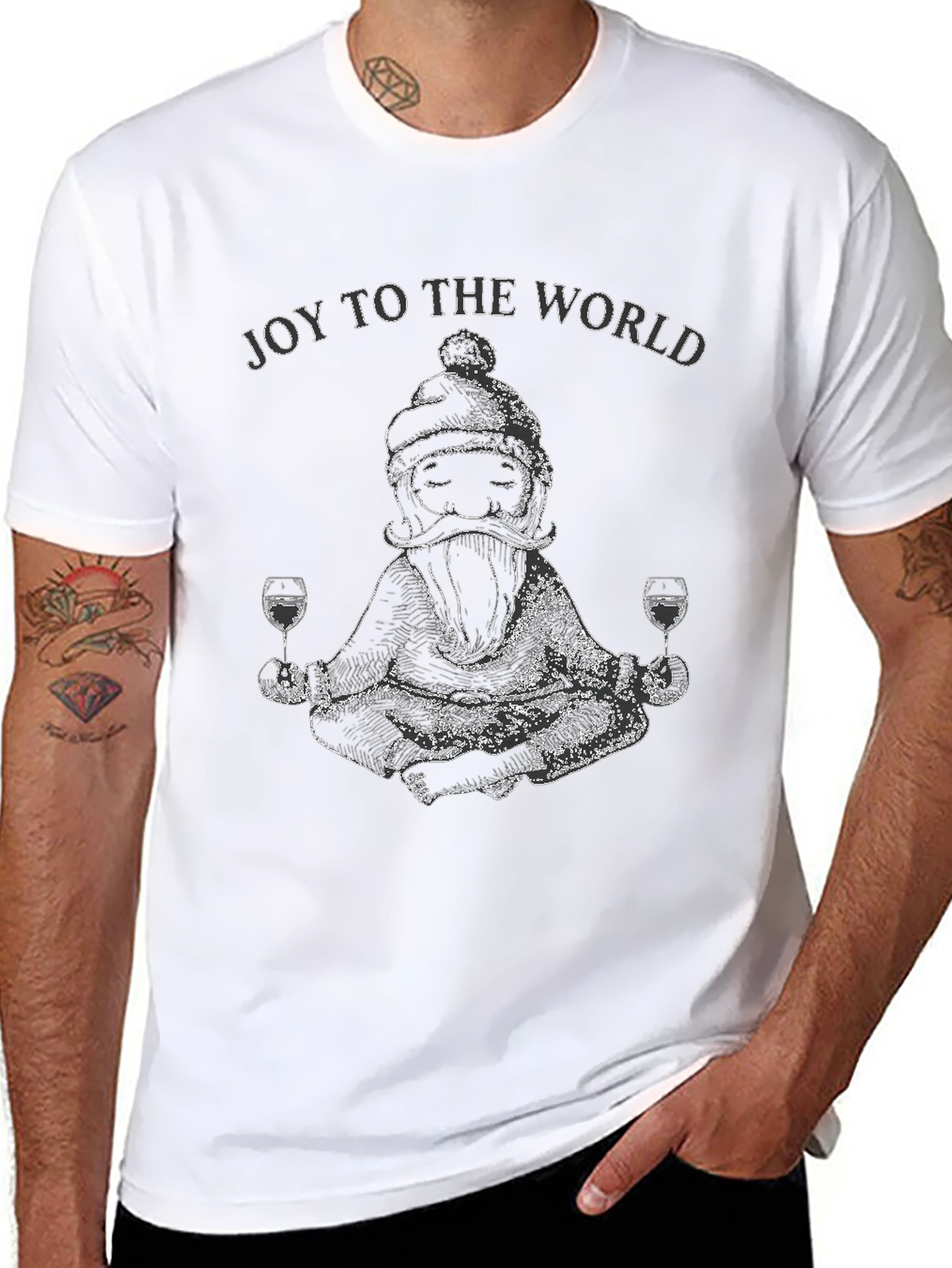 Joy To The World Santa Wine T-Shirt