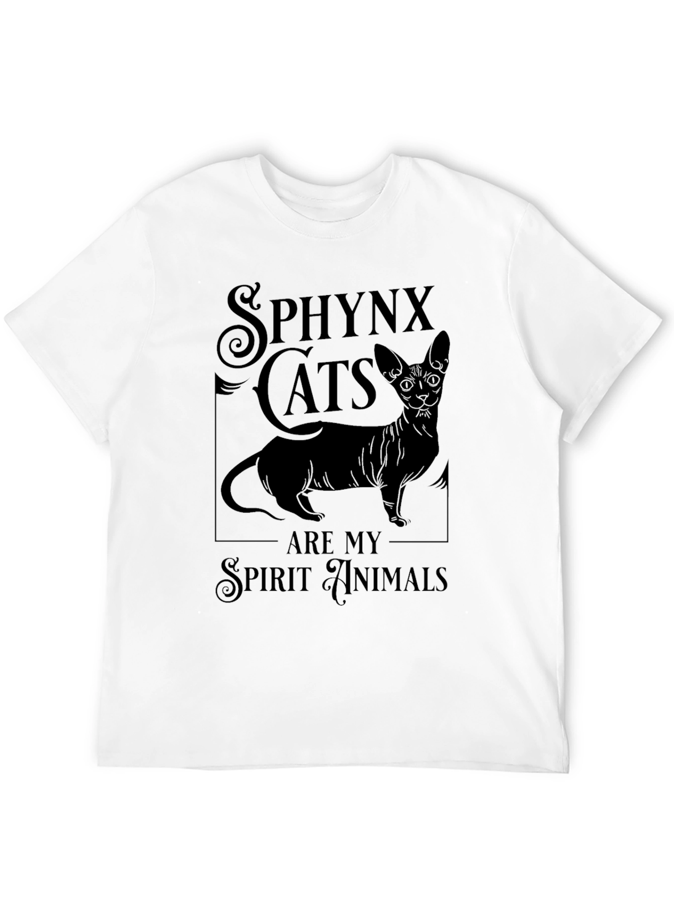 Sphynx Cat Spirit Animal Graphic T-Shirt - Black
