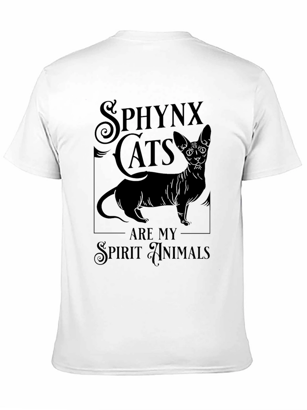 Sphynx Cat Spirit Animal Graphic T-Shirt - Black