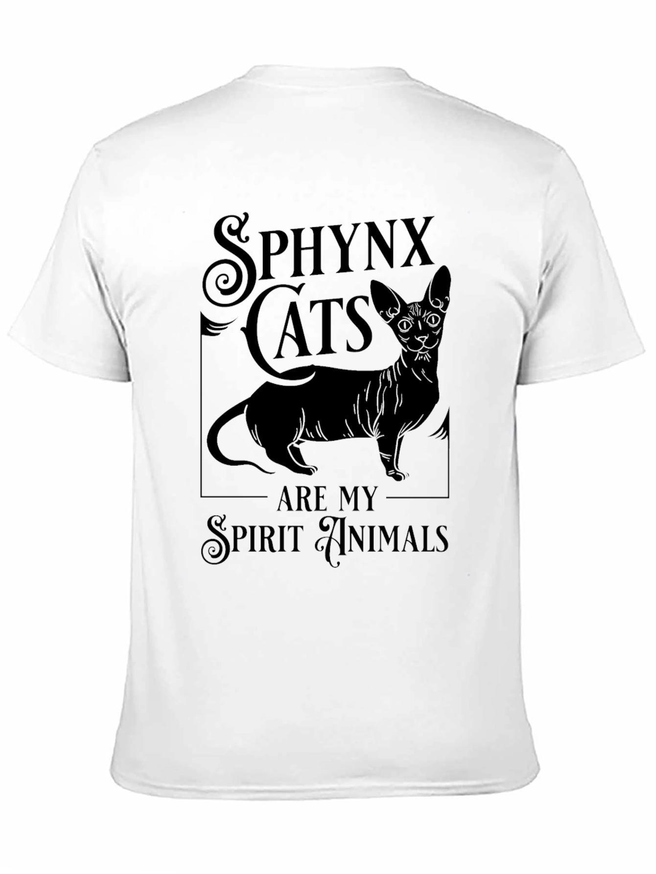 Sphynx Cat Spirit Animal Graphic T-Shirt - Black