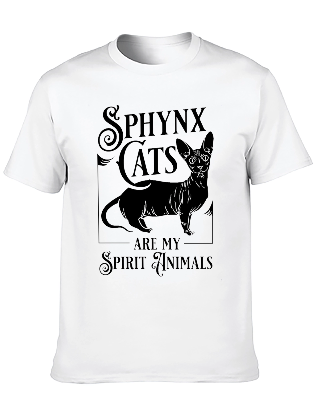 Sphynx Cat Spirit Animal Graphic T-Shirt - Black