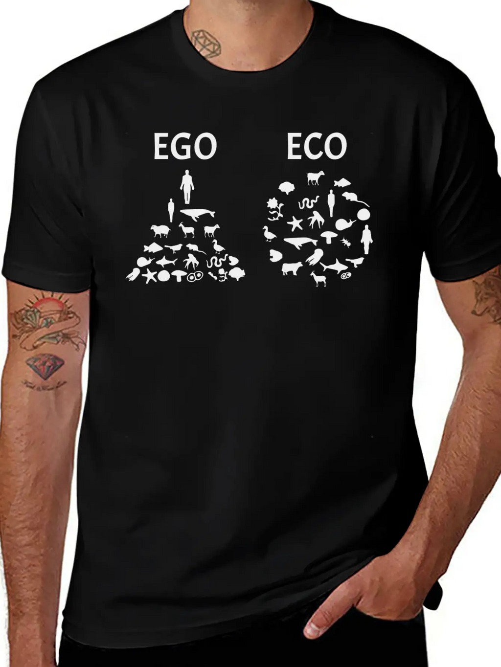 Ego Versus Eco Vegan Classic Fit Graphic Tee For Daily Comfort – Unisex Cotton Shirt