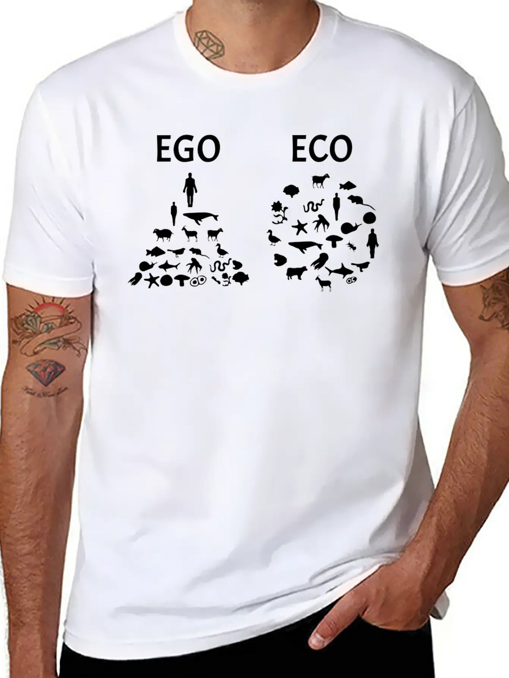 Ego Versus Eco Vegan Classic Fit Graphic Tee For Daily Comfort – Unisex Cotton Shirt