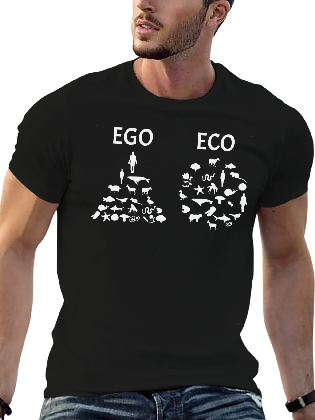 Ego Versus Eco Vegan Classic Fit Graphic Tee For Daily Comfort – Unisex Cotton Shirt