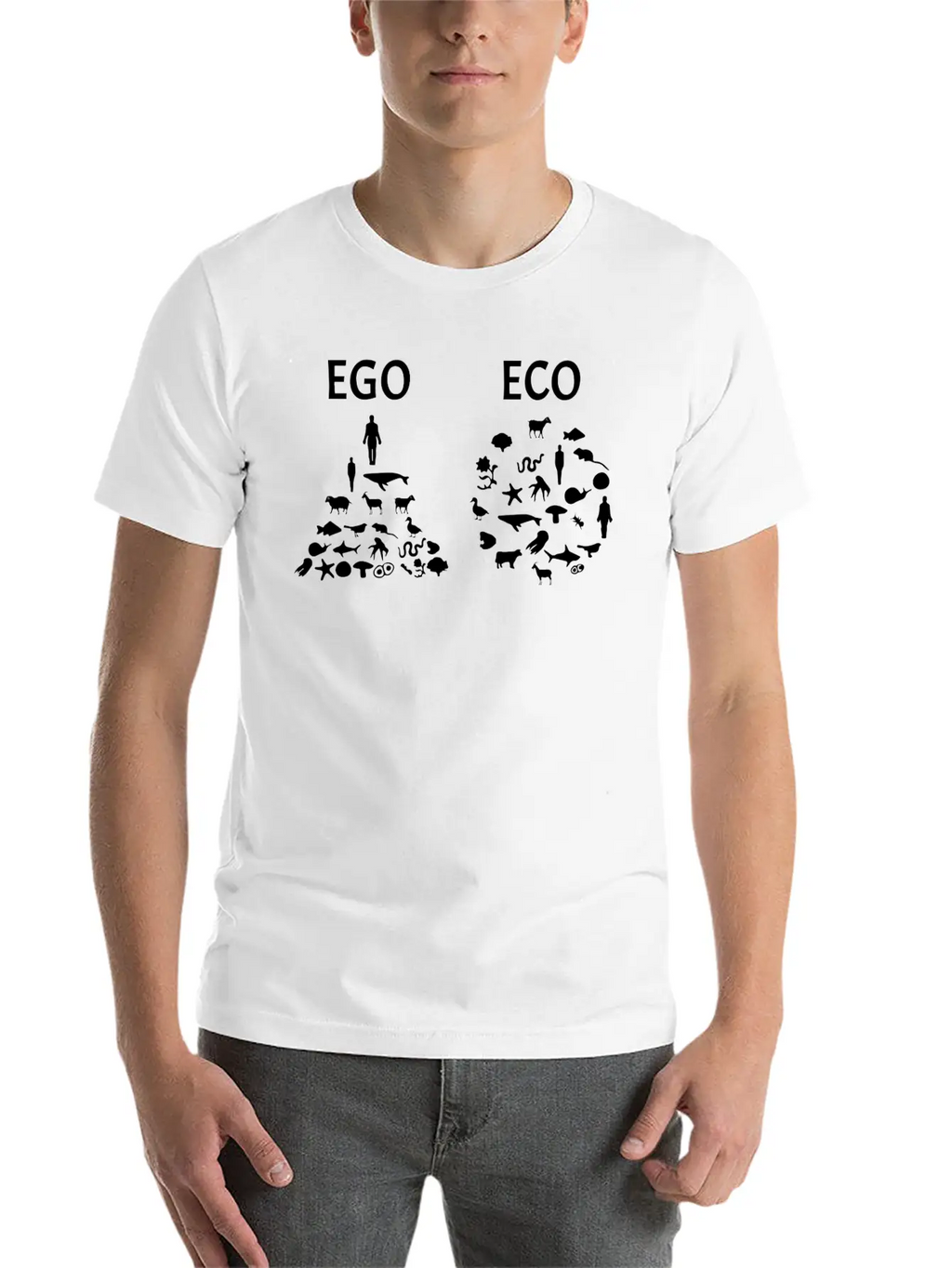 Ego Versus Eco Vegan Classic Fit Graphic Tee For Daily Comfort – Unisex Cotton Shirt