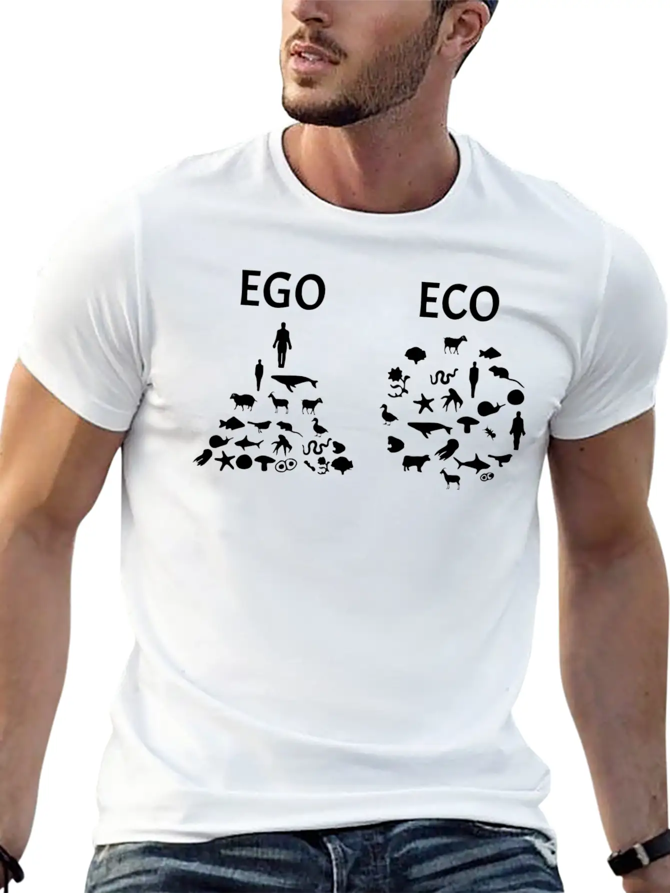 Ego Versus Eco Vegan Classic Fit Graphic Tee For Daily Comfort – Unisex Cotton Shirt