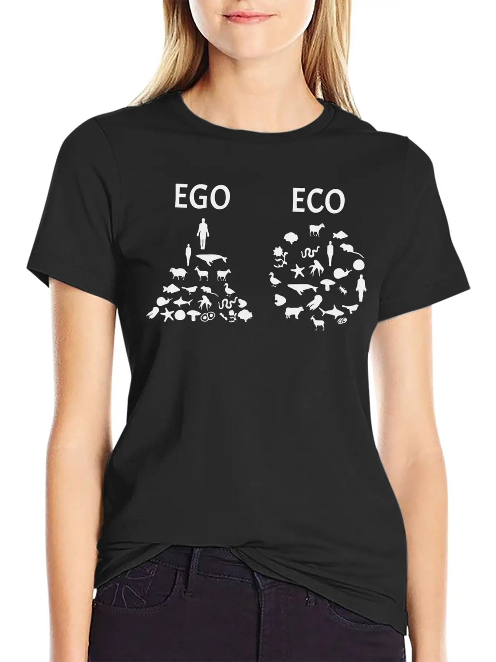 Ego Versus Eco Vegan Classic Fit Graphic Tee For Daily Comfort – Unisex Cotton Shirt
