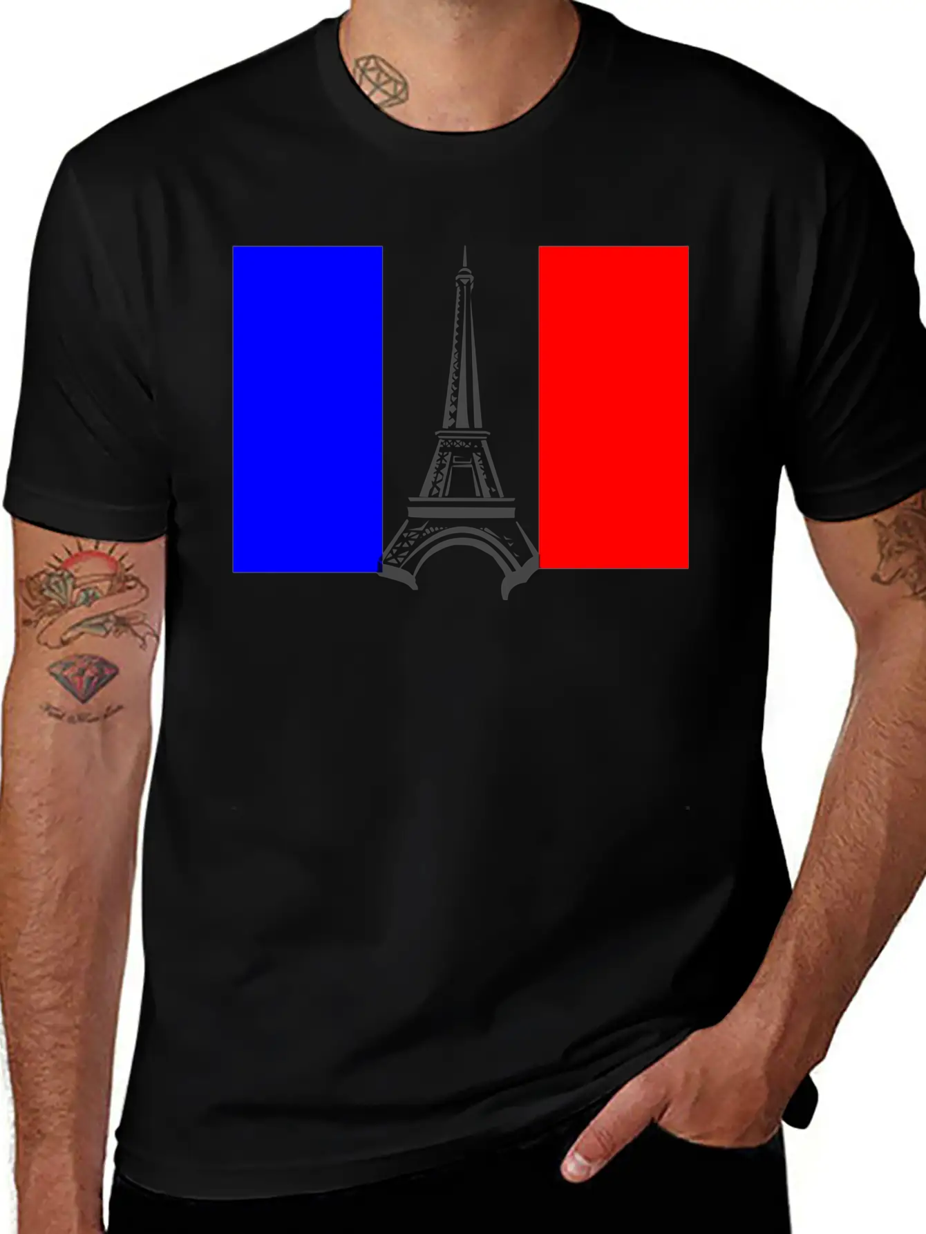 Eiffel Tower Flag Stylish Everyday T-Shirt – Unisex Basic Cotton Tee