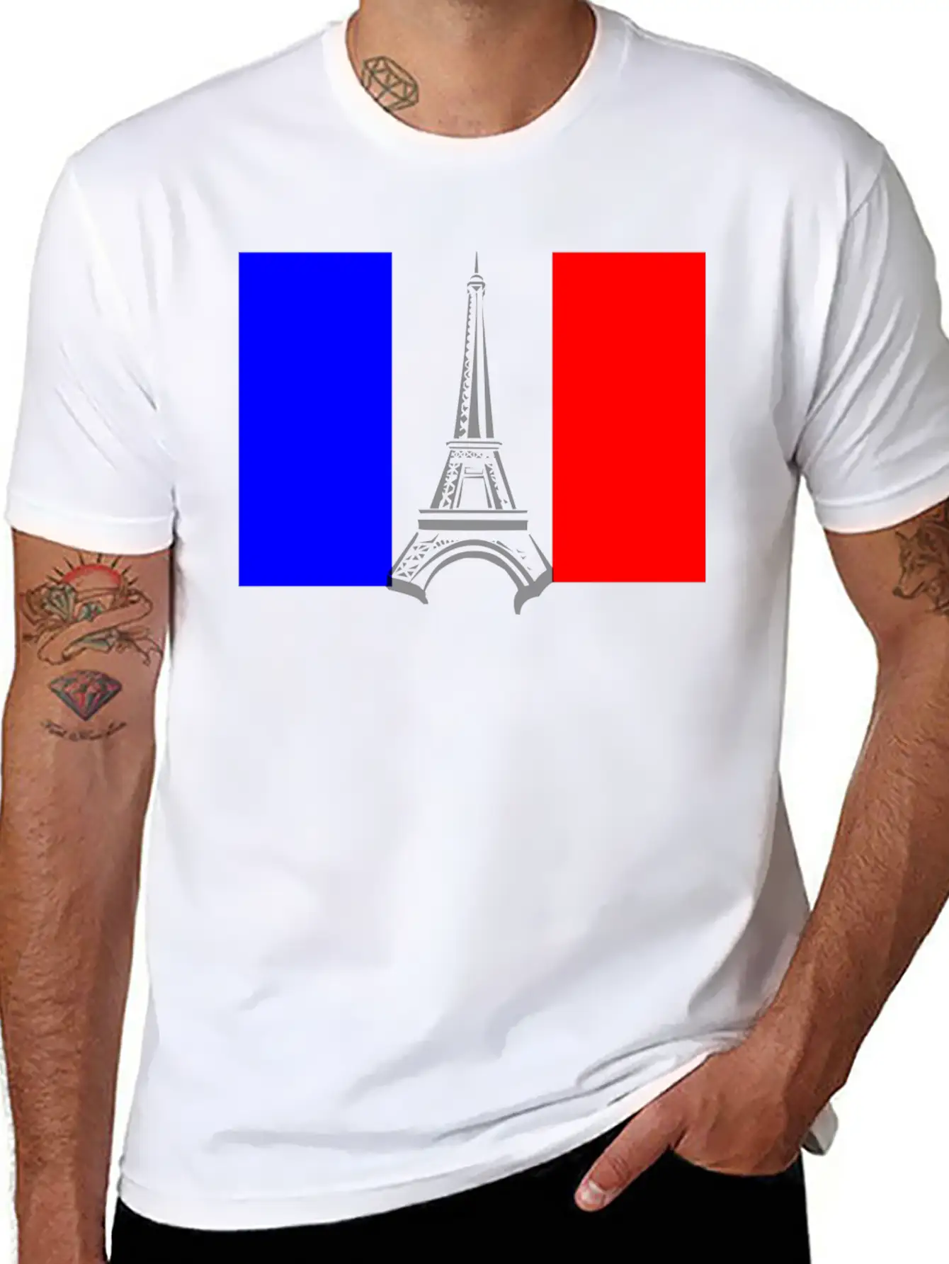 Eiffel Tower Flag Stylish Everyday T-Shirt – Unisex Basic Cotton Tee