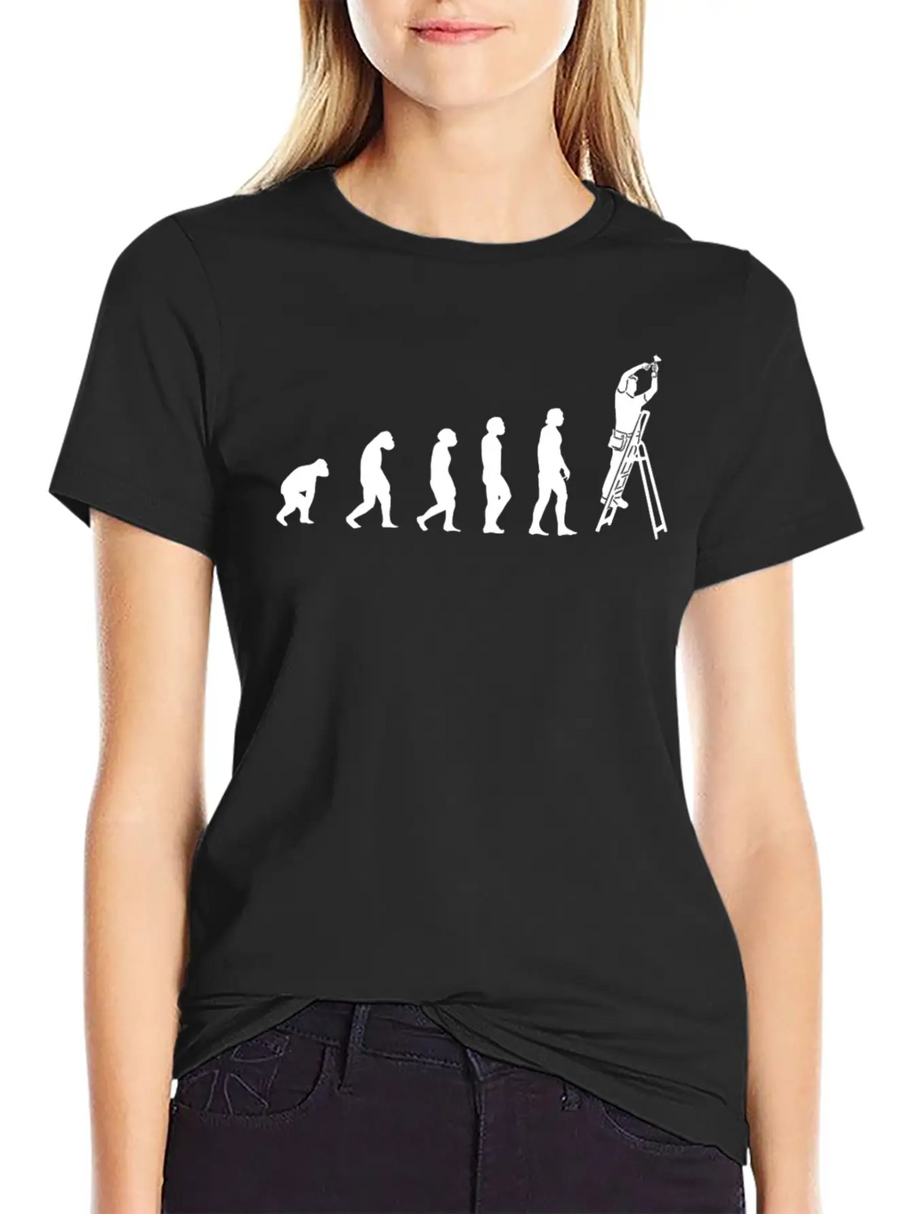 Electrician With Tools On Janitor-ladder, Stylish Everyday T-Shirt – Unisex Basic Cotton Tee