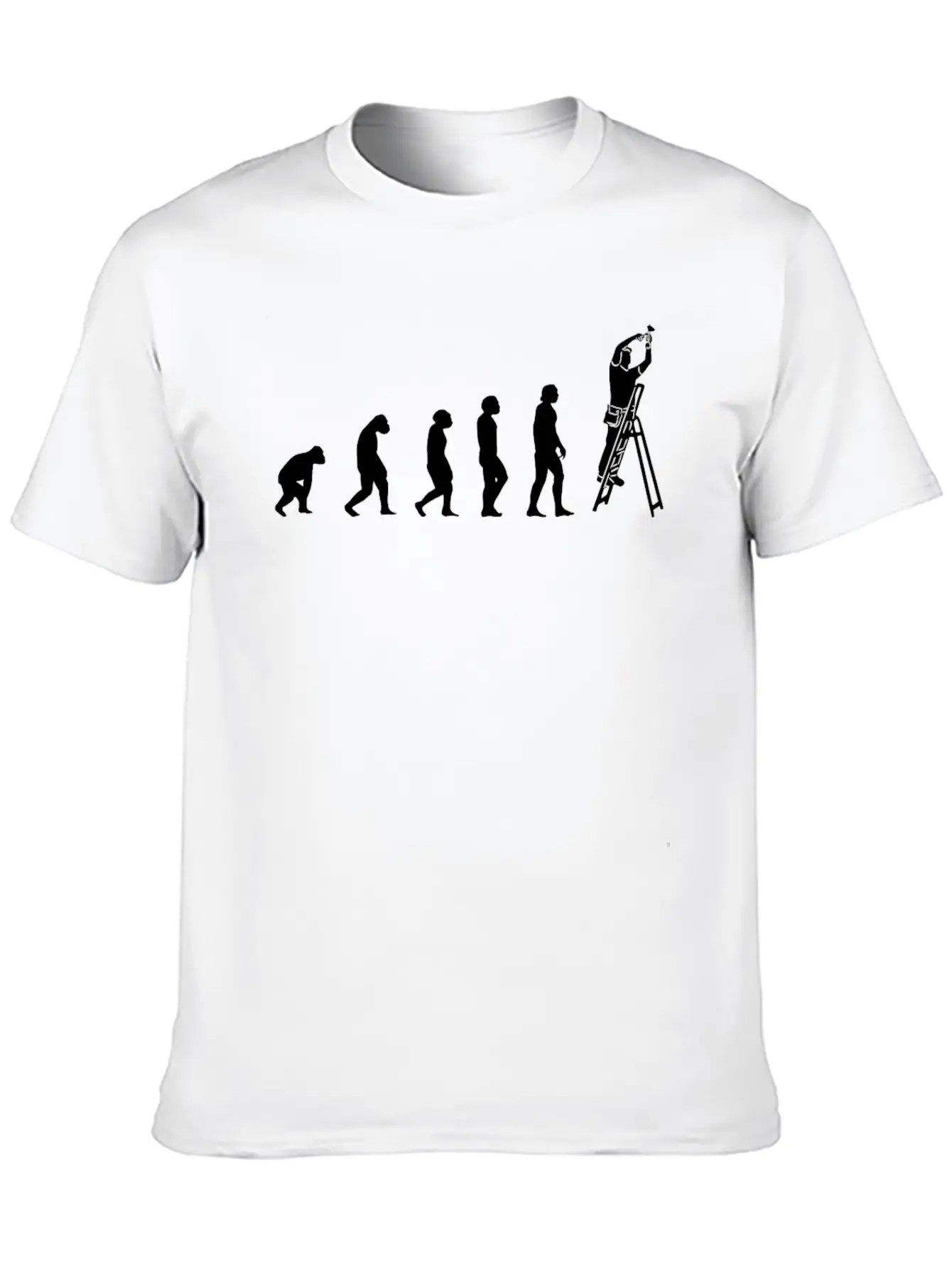 Electrician With Tools On Janitor-ladder, Stylish Everyday T-Shirt – Unisex Basic Cotton Tee