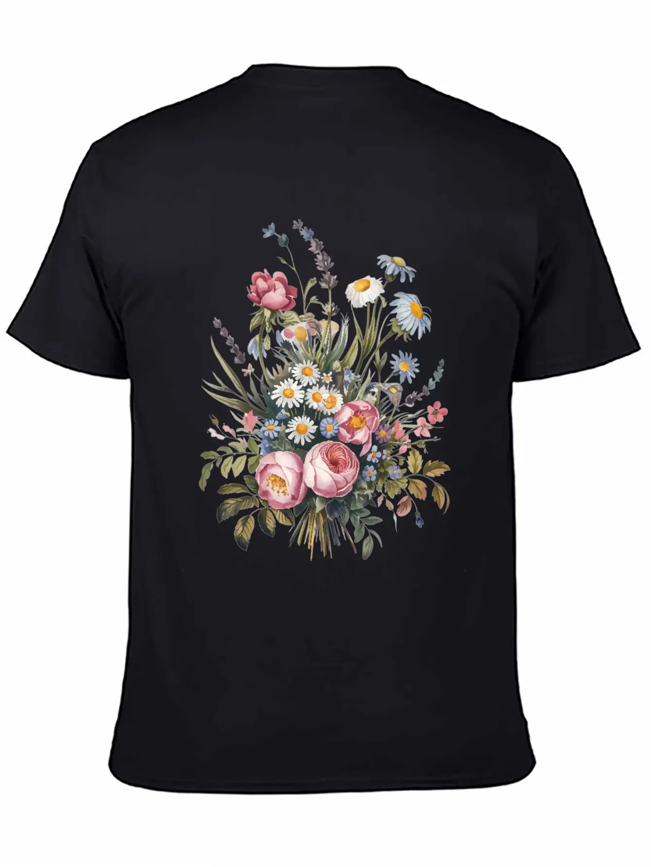 Elegant Watercolor Wildflower Bouquet Unisex Casual T-Shirt – Clean Design For Daily Comfort