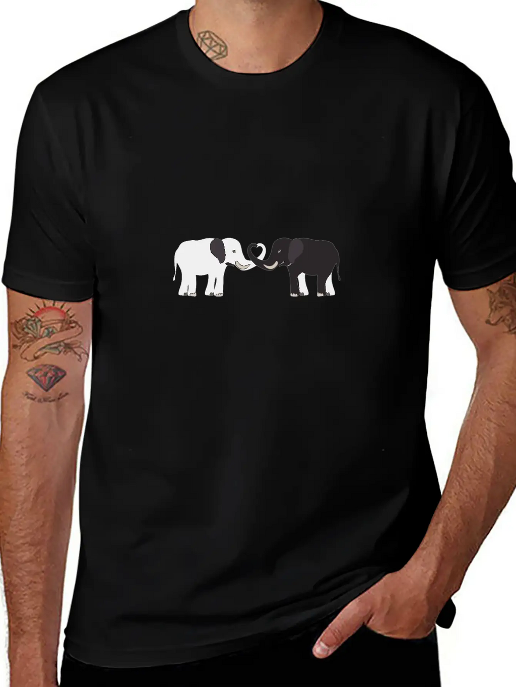 Elephant - Cute Elephant Design Essential Cotton Tee For Daily Outfits – Unisex Style