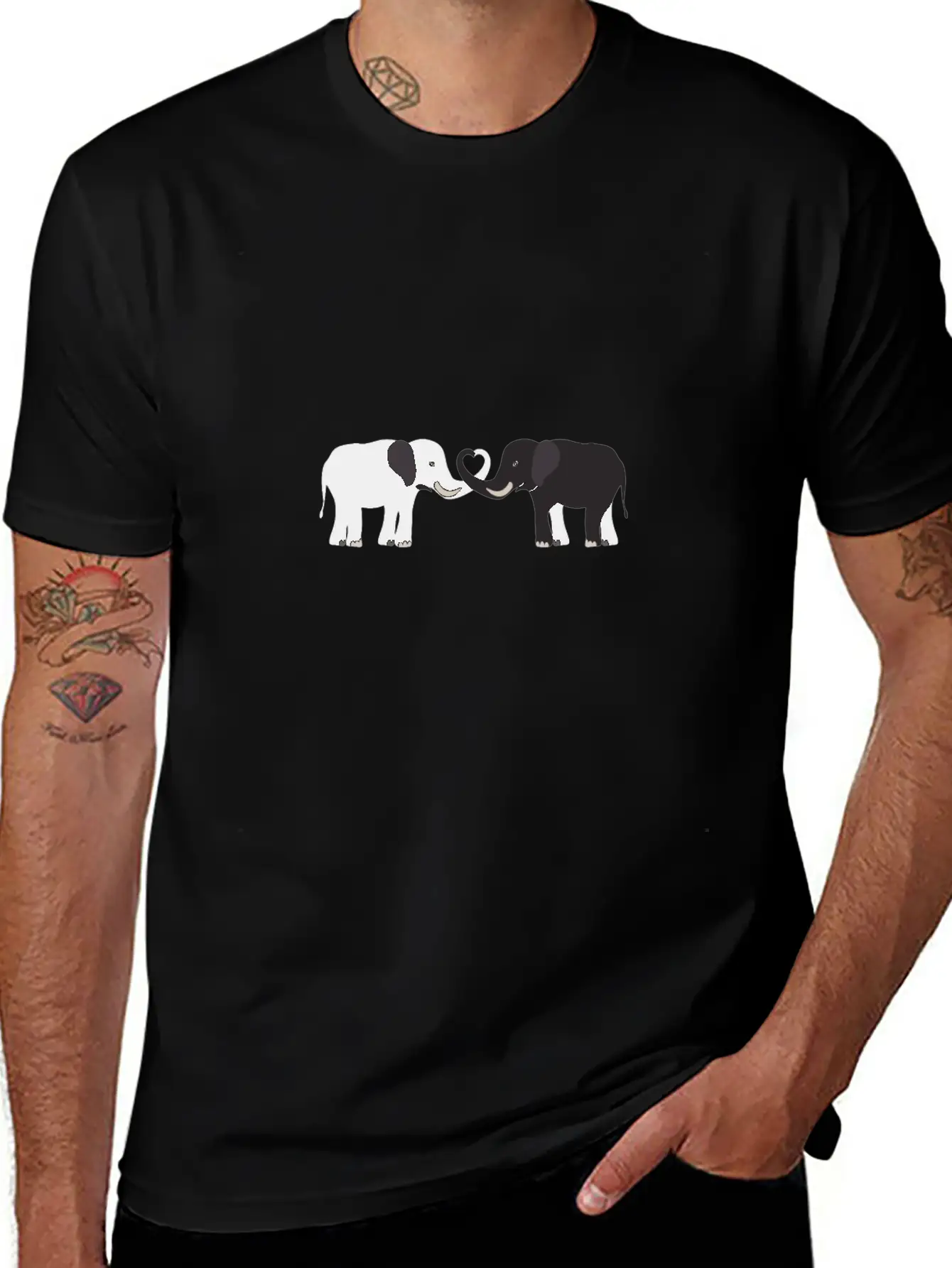 Elephant - Cute Elephant Design Essential Cotton Tee For Daily Outfits – Unisex Style