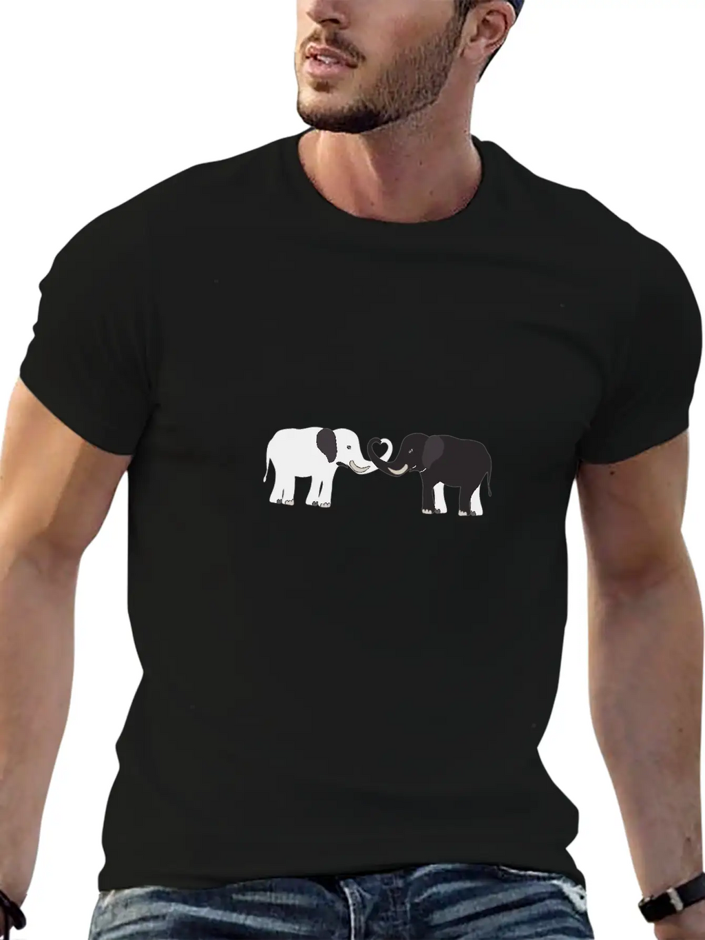 Elephant - Cute Elephant Design Essential Cotton Tee For Daily Outfits – Unisex Style
