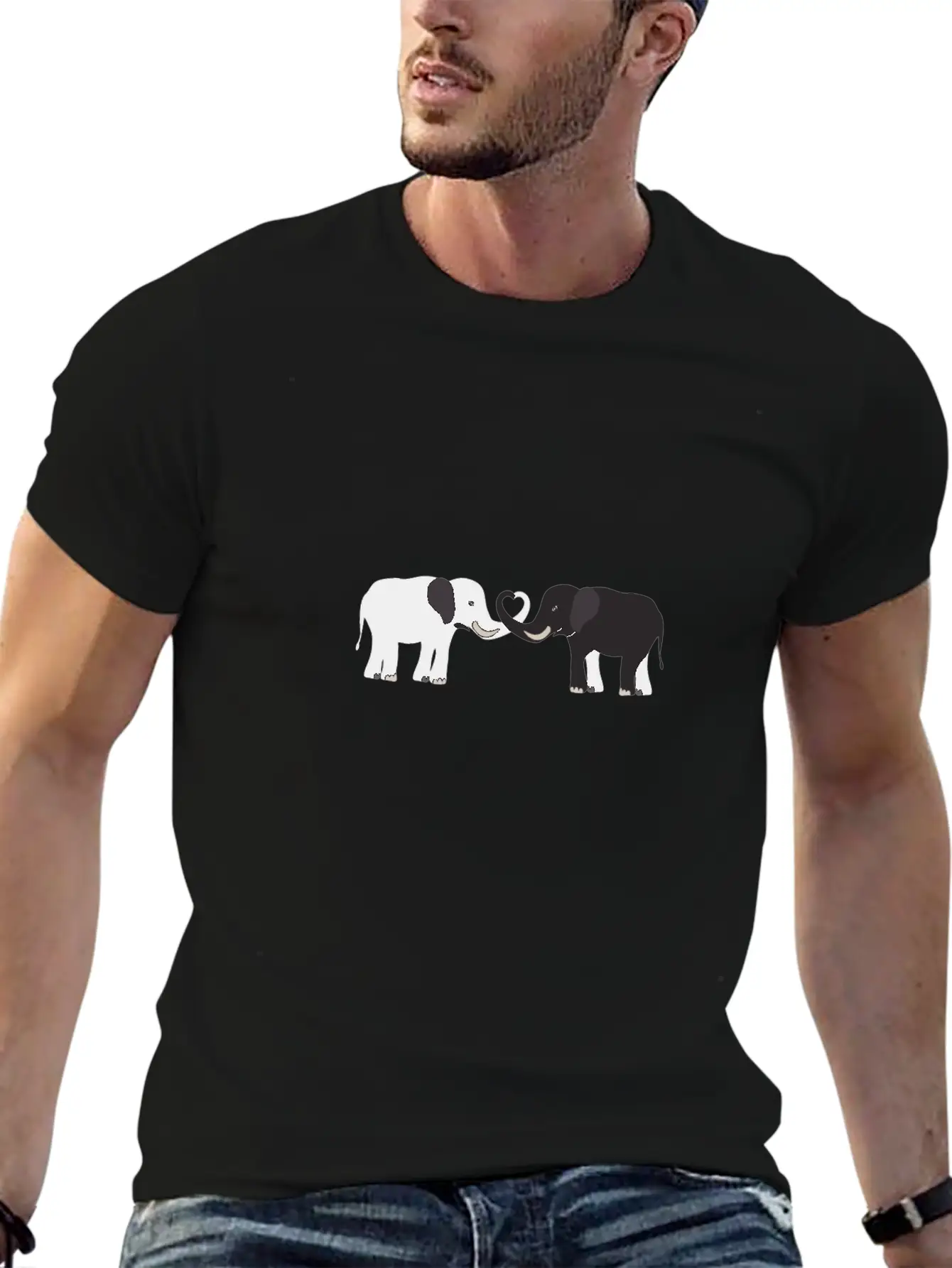 Elephant - Cute Elephant Design Essential Cotton Tee For Daily Outfits – Unisex Style
