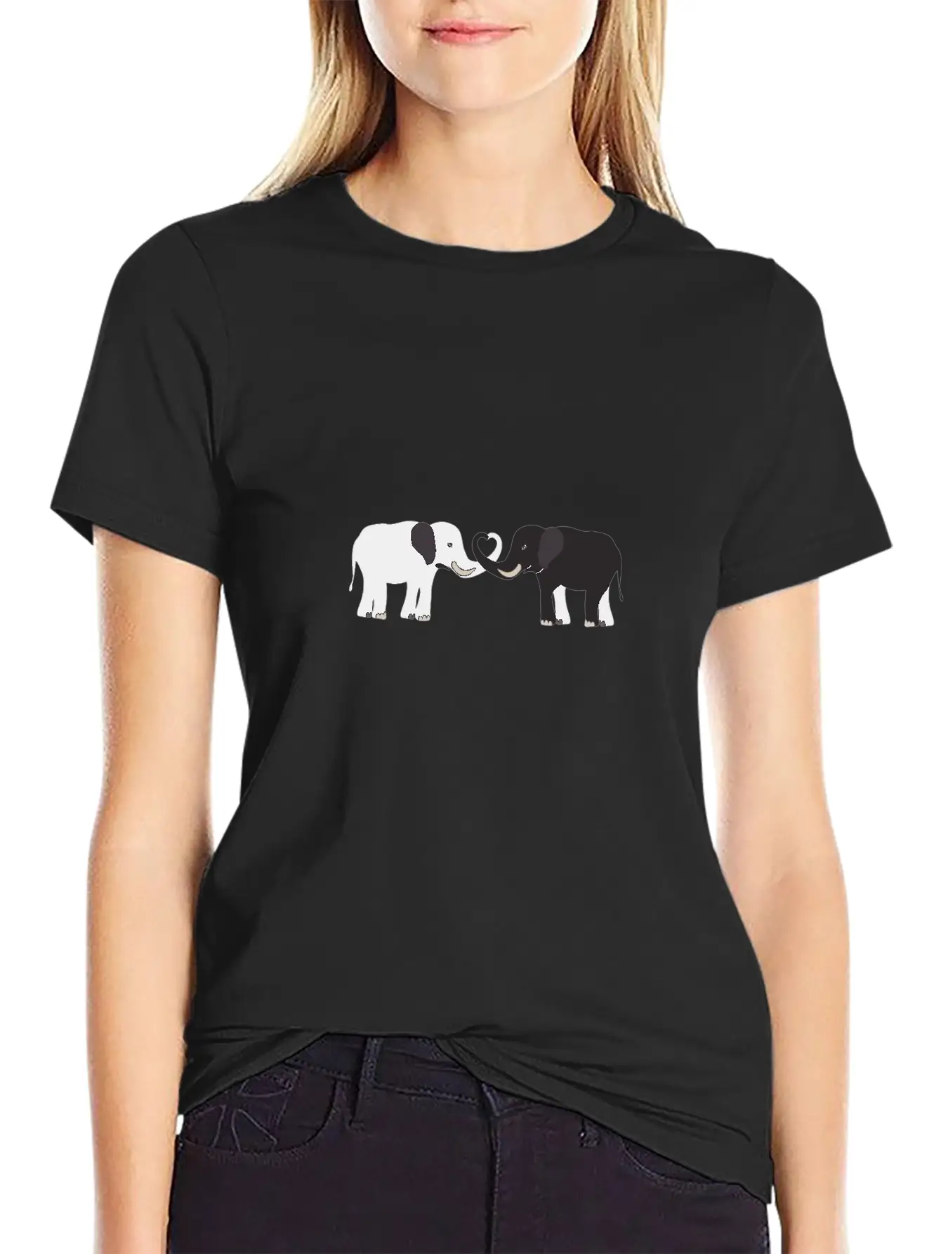Elephant - Cute Elephant Design Essential Cotton Tee For Daily Outfits – Unisex Style
