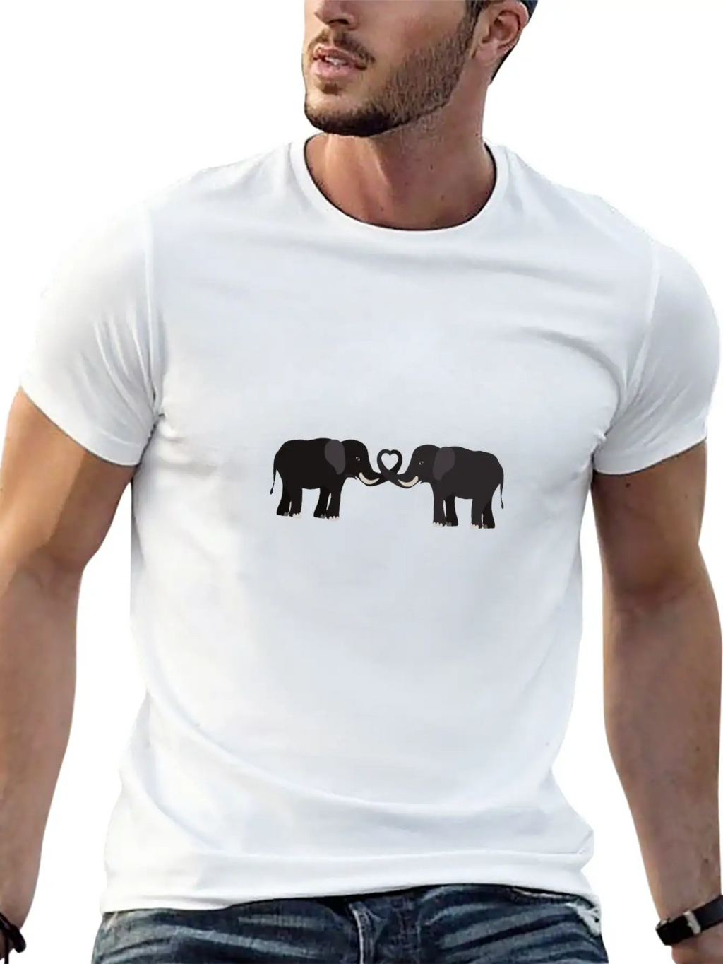 Elephant - Cute Elephant Design Essential Cotton Tee For Daily Outfits – Unisex Style