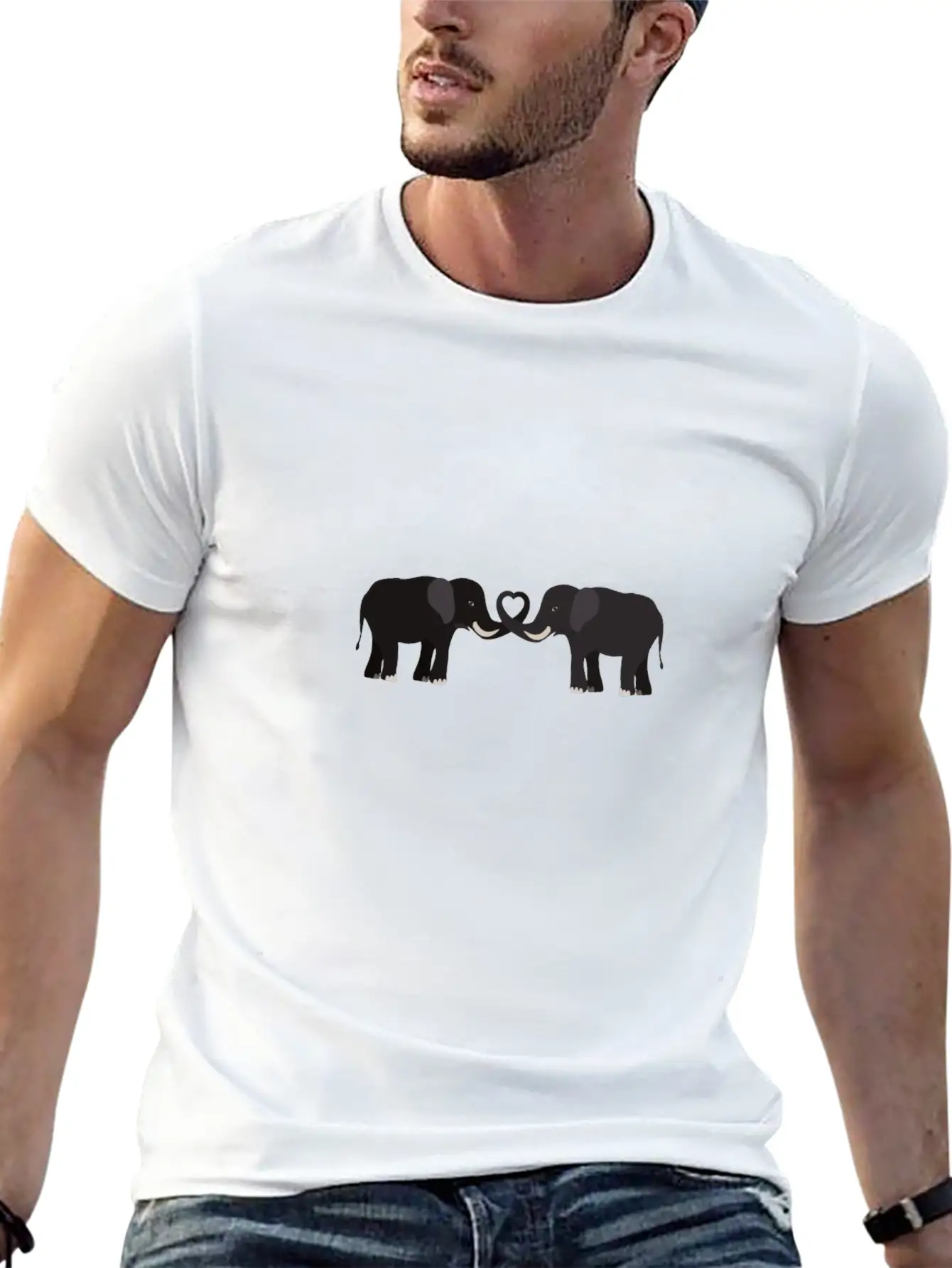 Elephant - Cute Elephant Design Essential Cotton Tee For Daily Outfits – Unisex Style