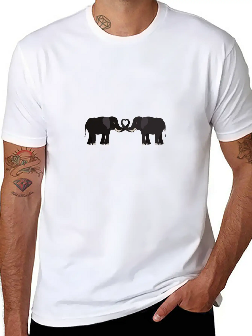 Elephant - Cute Elephant Design Essential Cotton Tee For Daily Outfits – Unisex Style