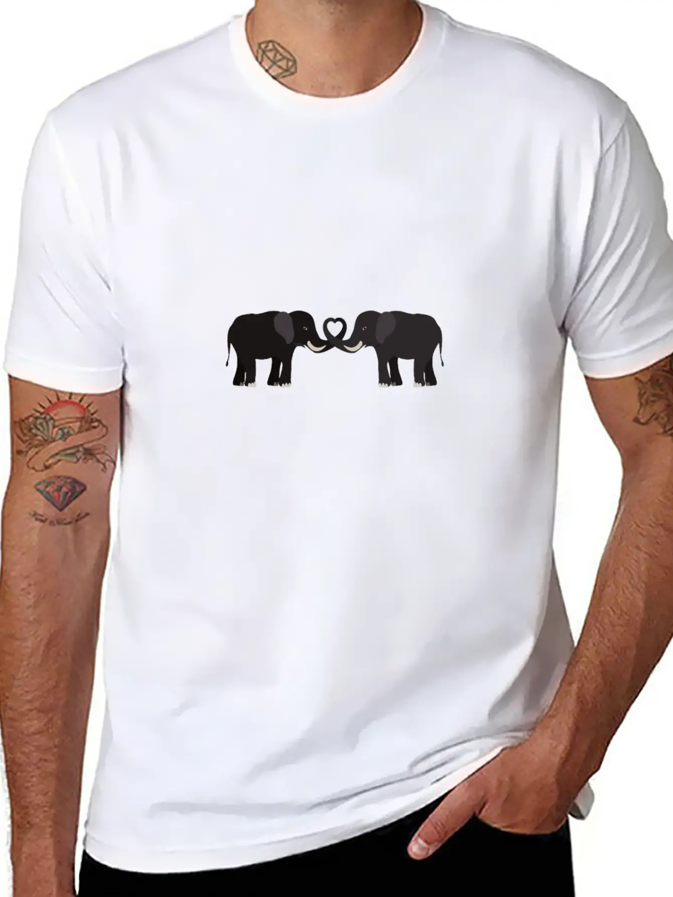 Elephant - Cute Elephant Design Essential Cotton Tee For Daily Outfits – Unisex Style