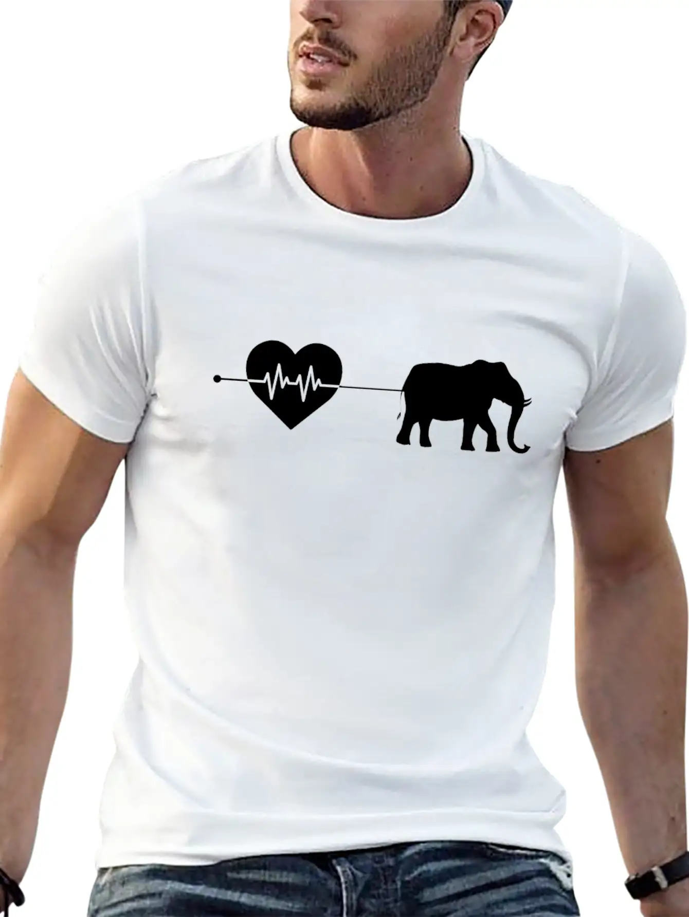 Elephant Heartbeat Breathable Soft Cotton T-Shirt – Timeless Casual Look